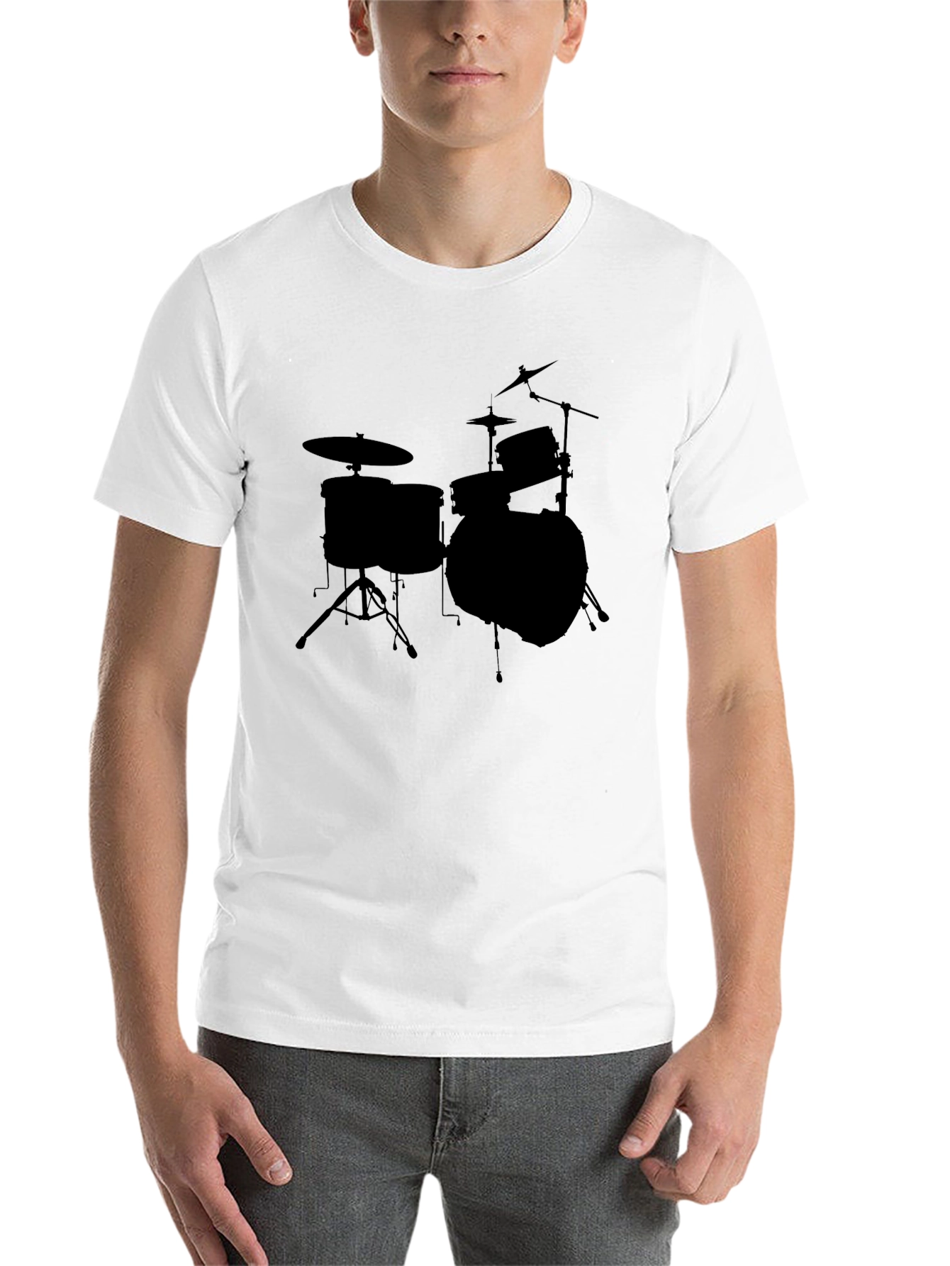 Black Drum Set Graphic Tee - Black Crewneck T-Shirt view 14