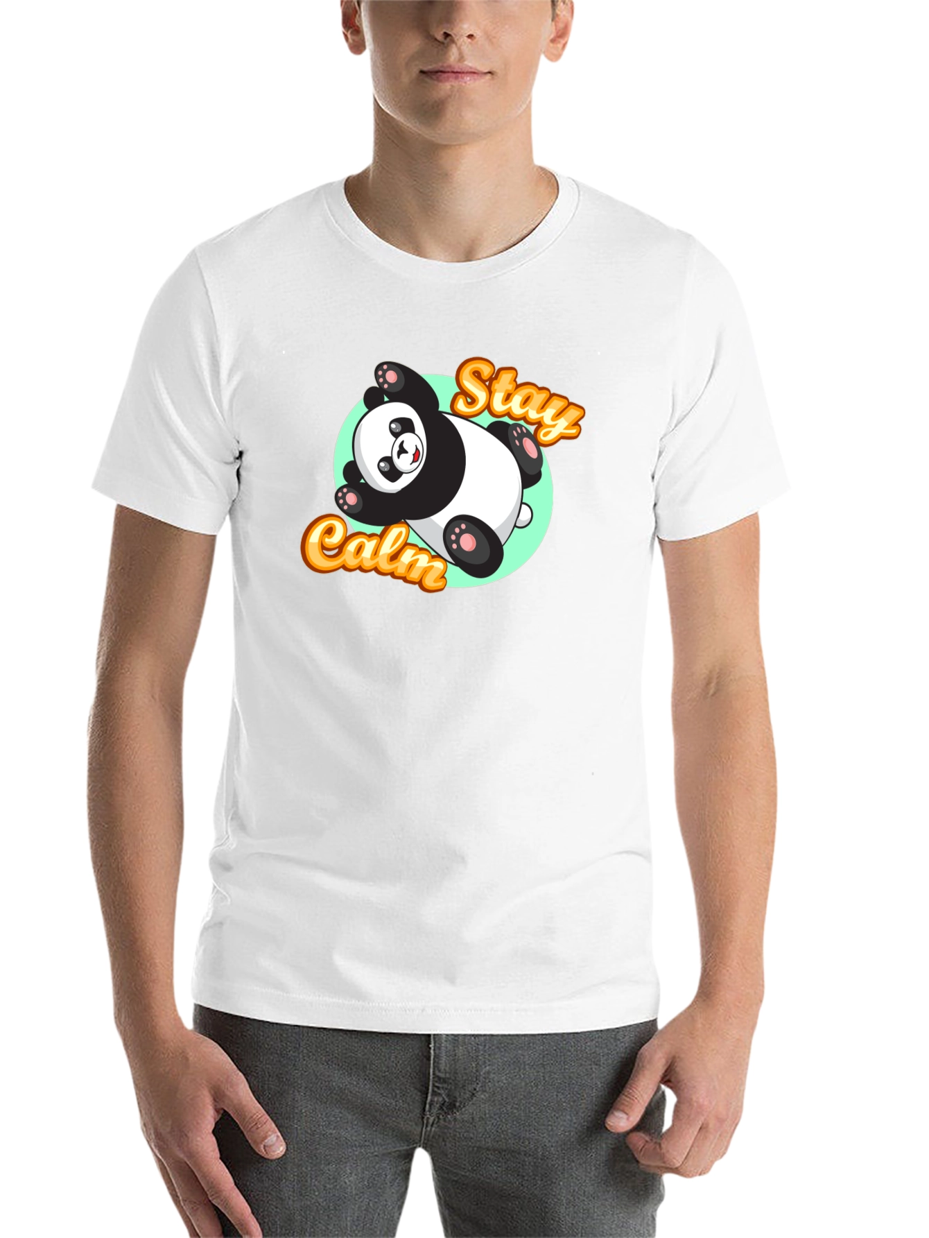Black Stay Calm Panda T-Shirt - Relaxed Graphic Tee view 14