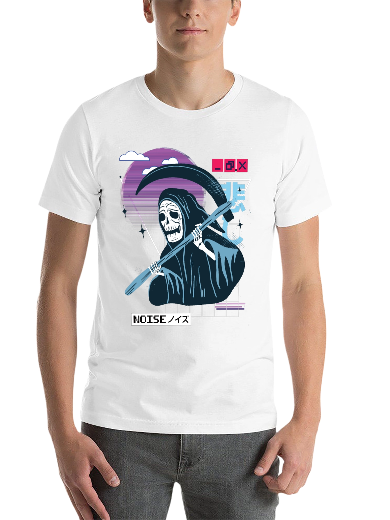 Black Grim Reaper Vaporwave T-Shirt view 14