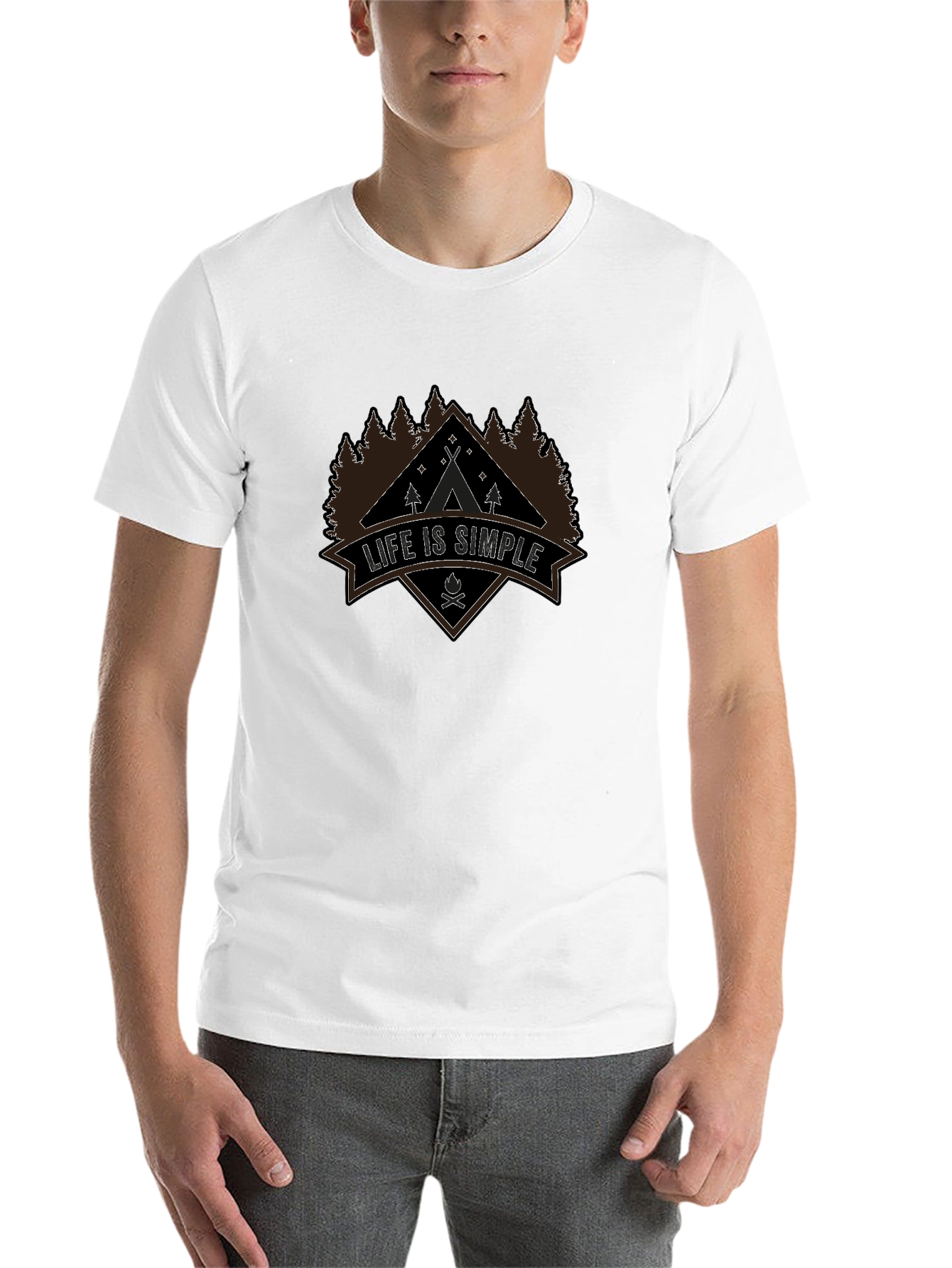 Black Life is Simple Graphic Tee - Men's Black Camping T-Shirt view 14