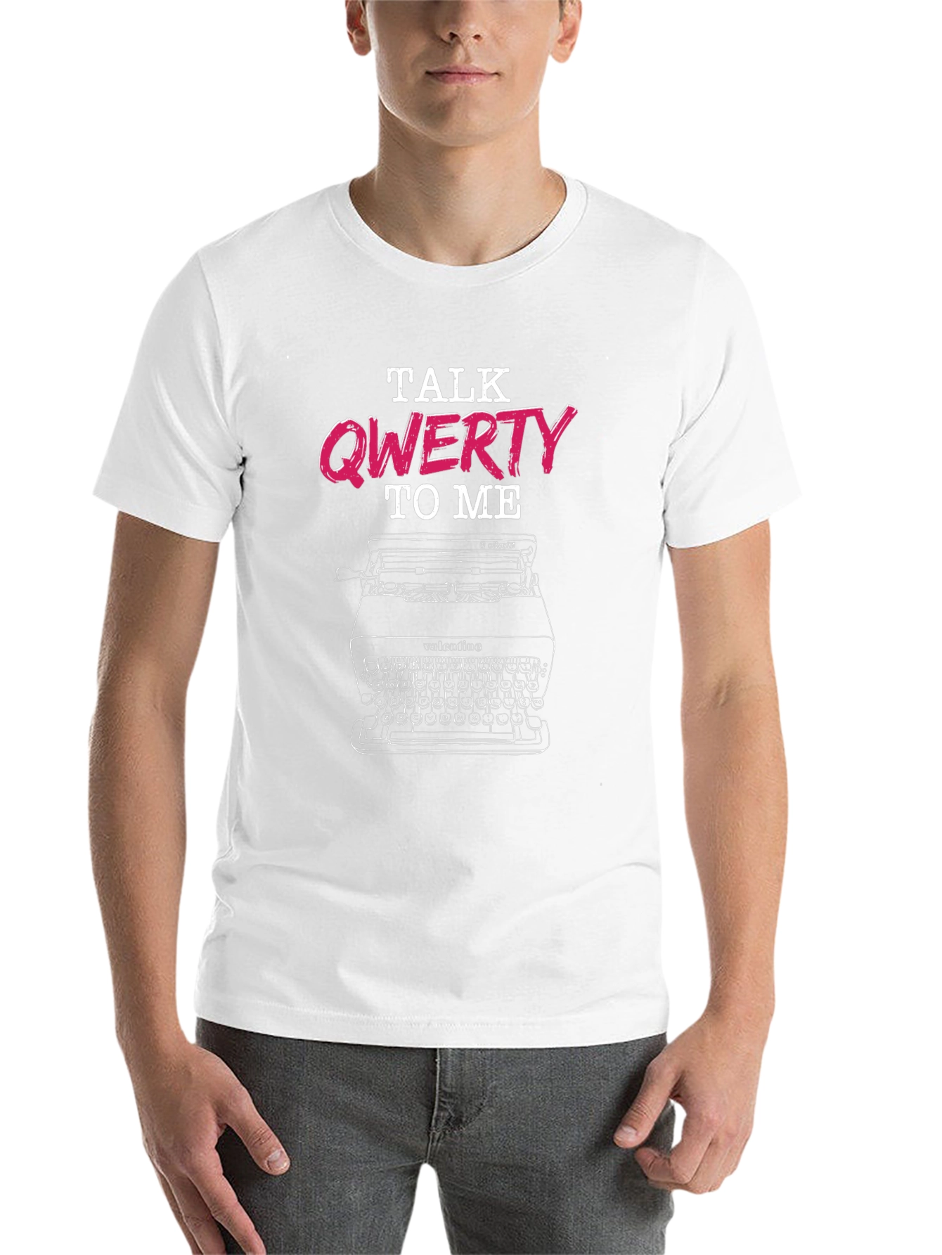 Black Talk Qwerty To Me T-Shirt - Typographic Design view 14