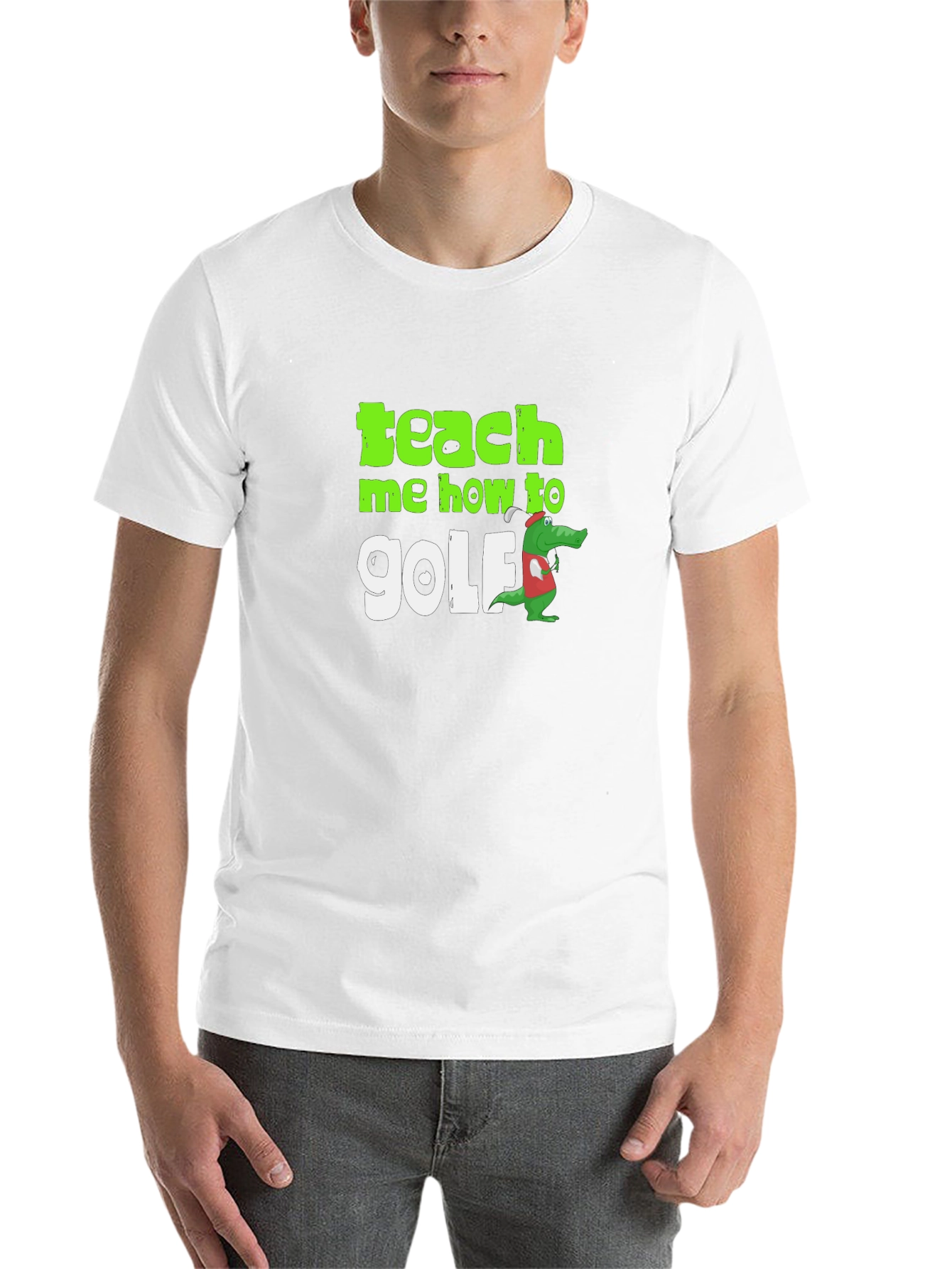 Black Teach Me How To Golf T-Shirt view 14