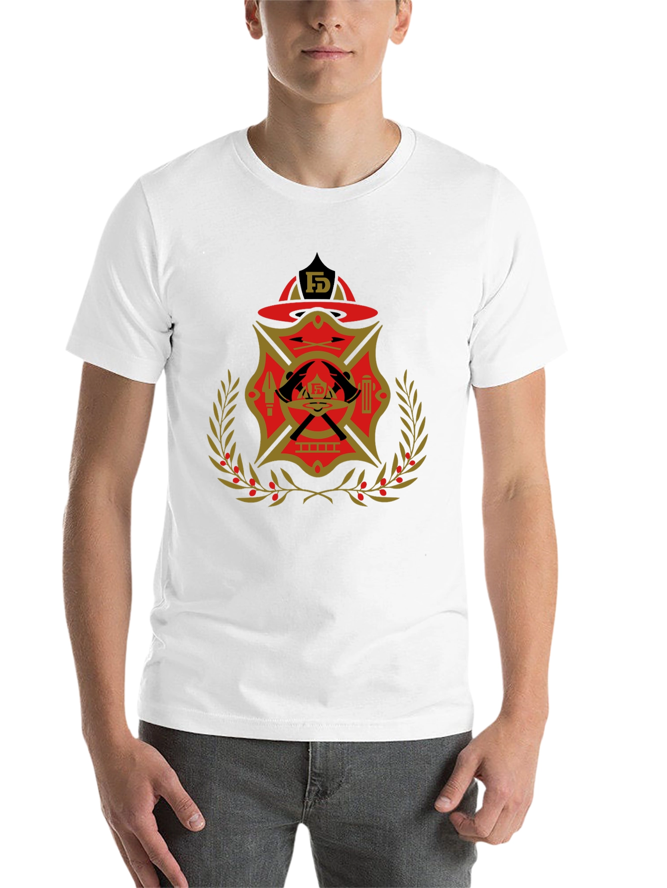 Black Firefighter Emblem Graphic Tee view 14
