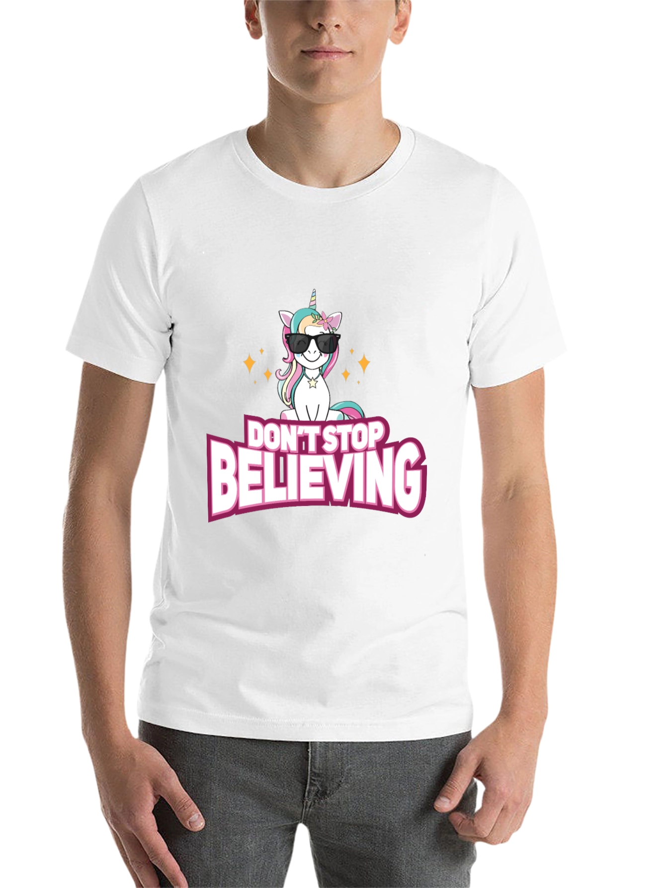 Black Unicorn Believe T-Shirt - Black Crew Neck view 14