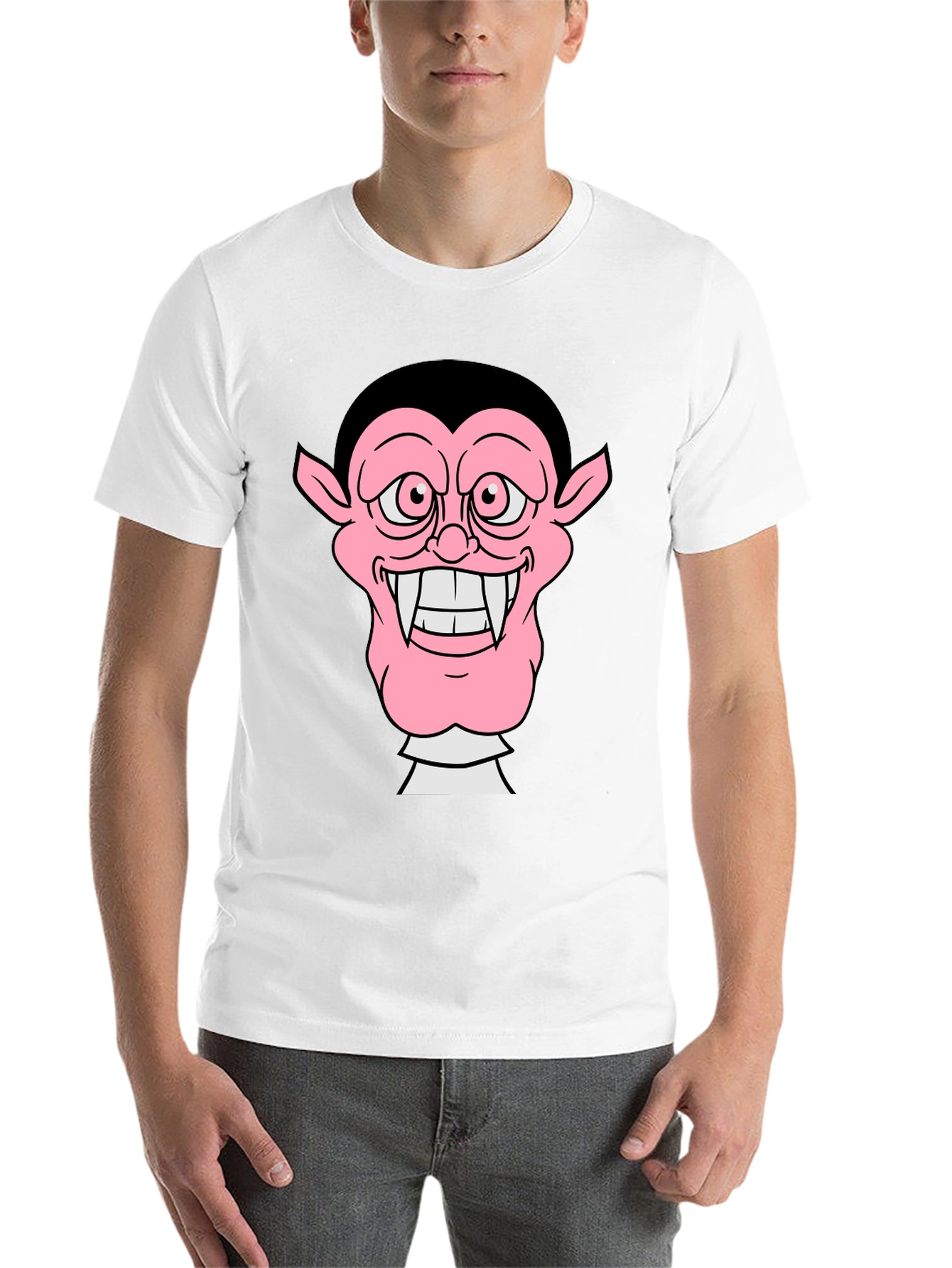 Black Vampire Cartoon Graphic Print Black Tee view 14