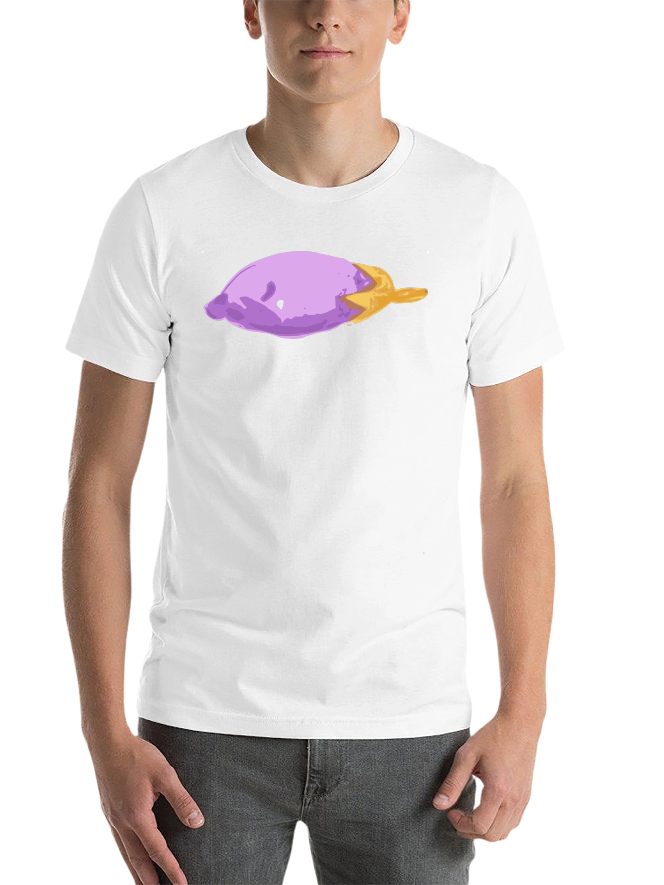 Eggplant Art Graphic T-Shirt - Casual Black Tee - 14