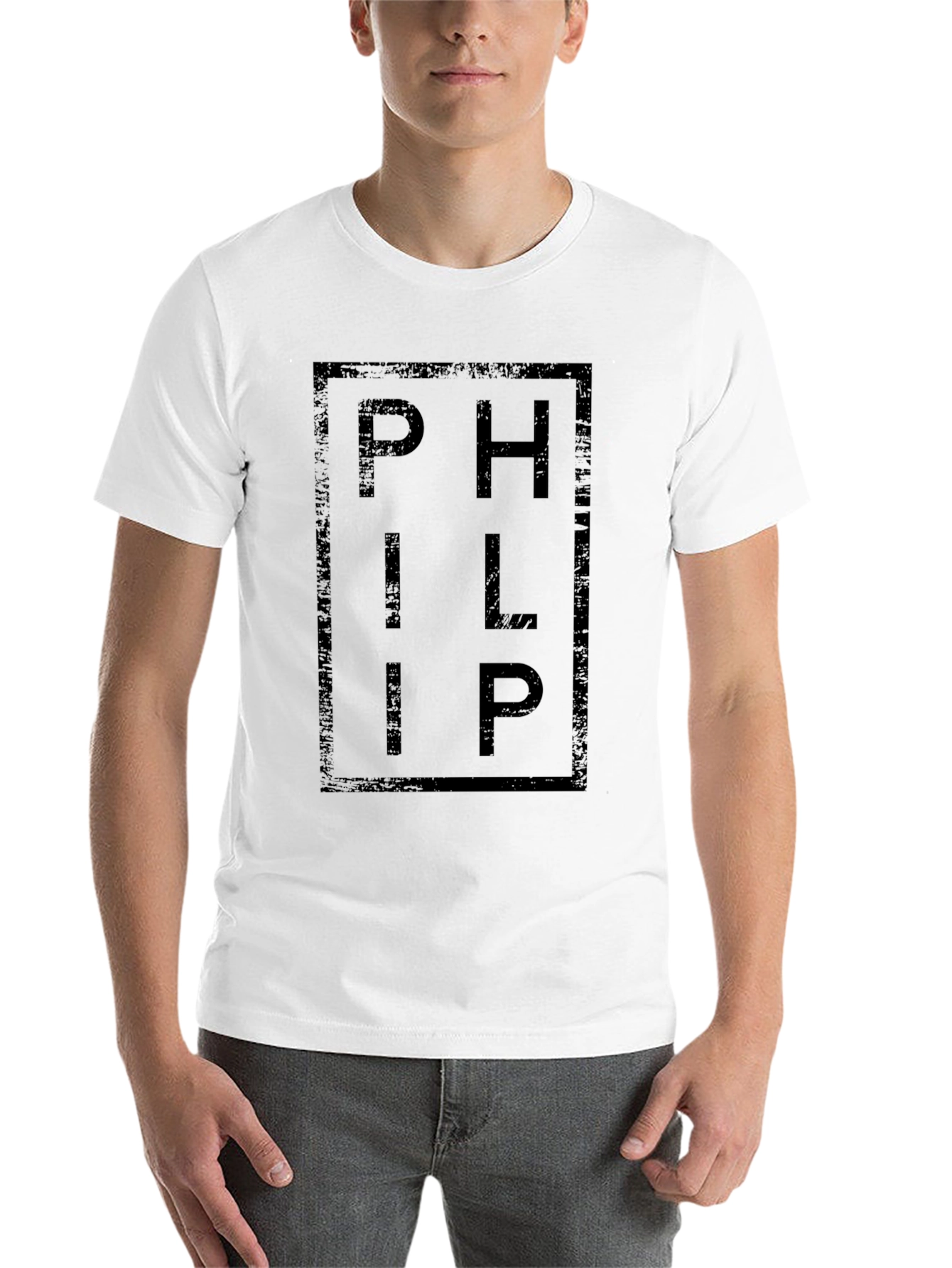Black PHILIP Graphic Print Crew Neck T-Shirt view 14