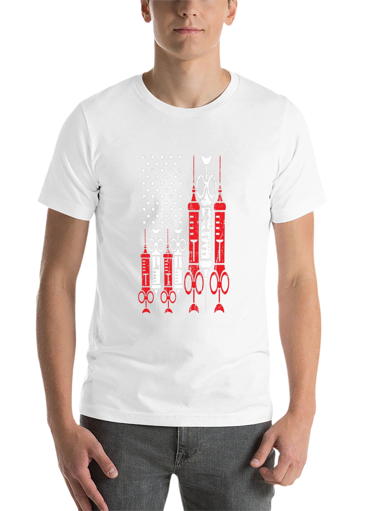 Black Novelty Graphic Tee: Patriotic Vaccine Design view 14