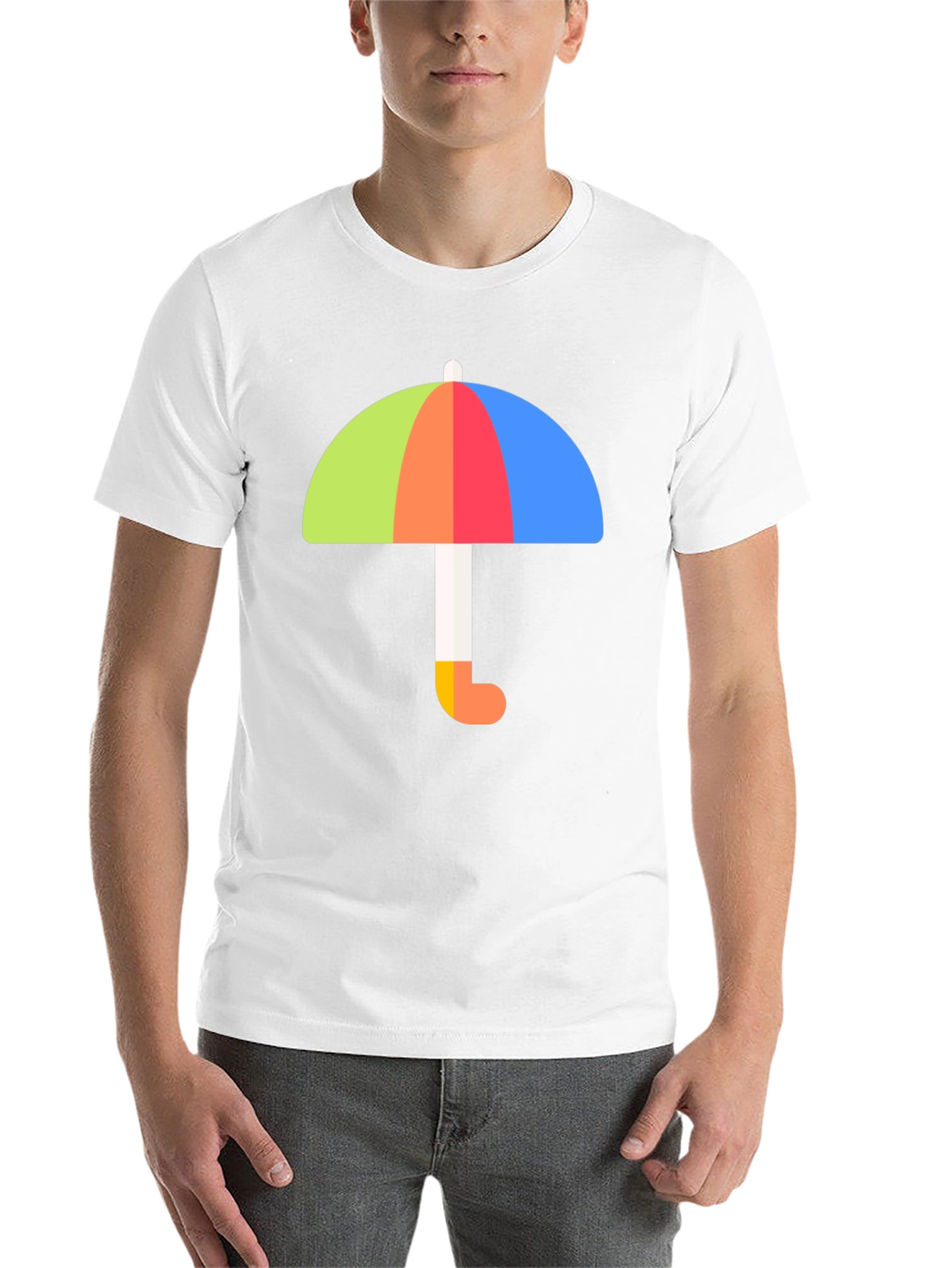Colorful Umbrella Graphic Tee - Stylish Weather Protection - 14