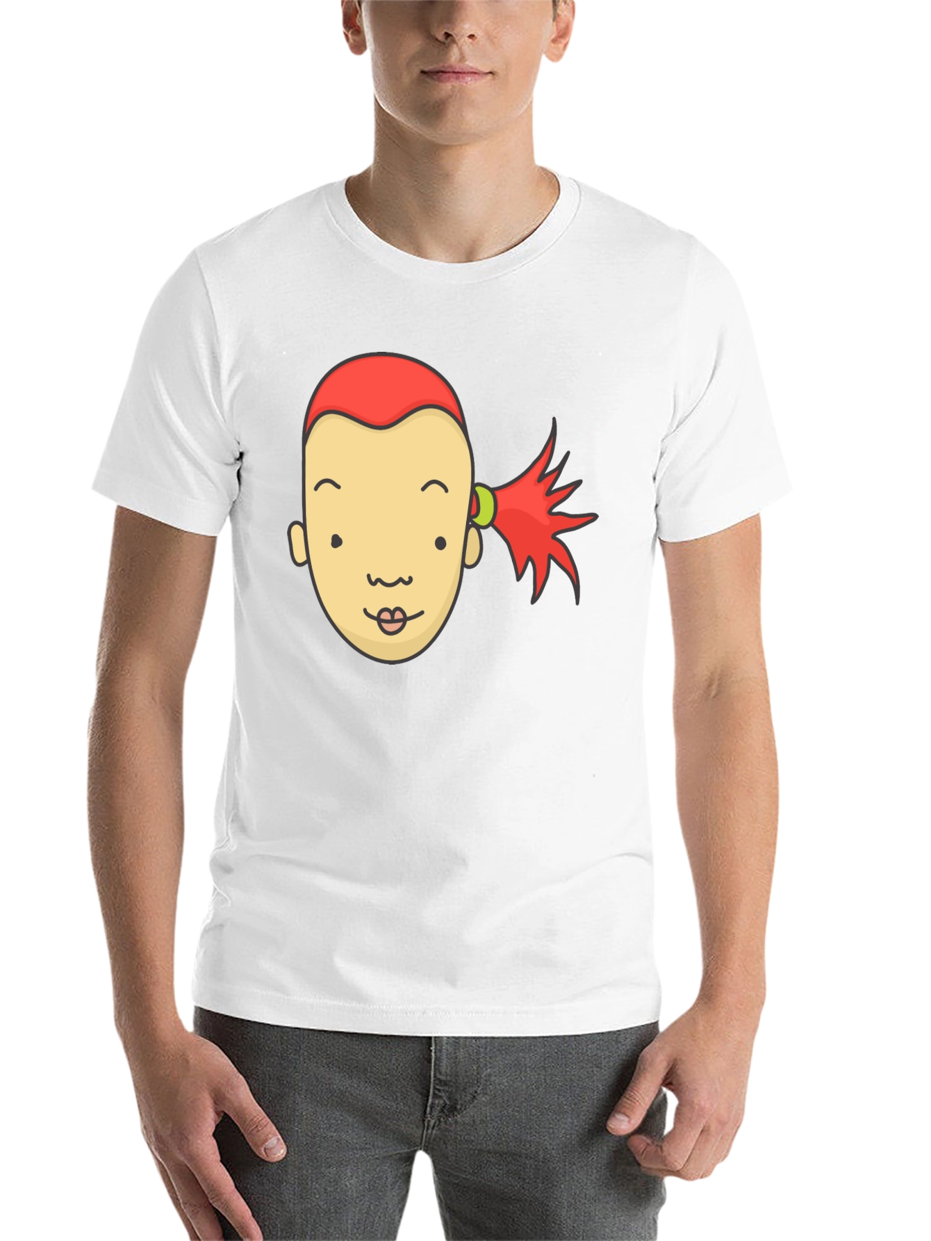 Black Cartoon Face Graphic Tee - Black Unisex T-Shirt view 14