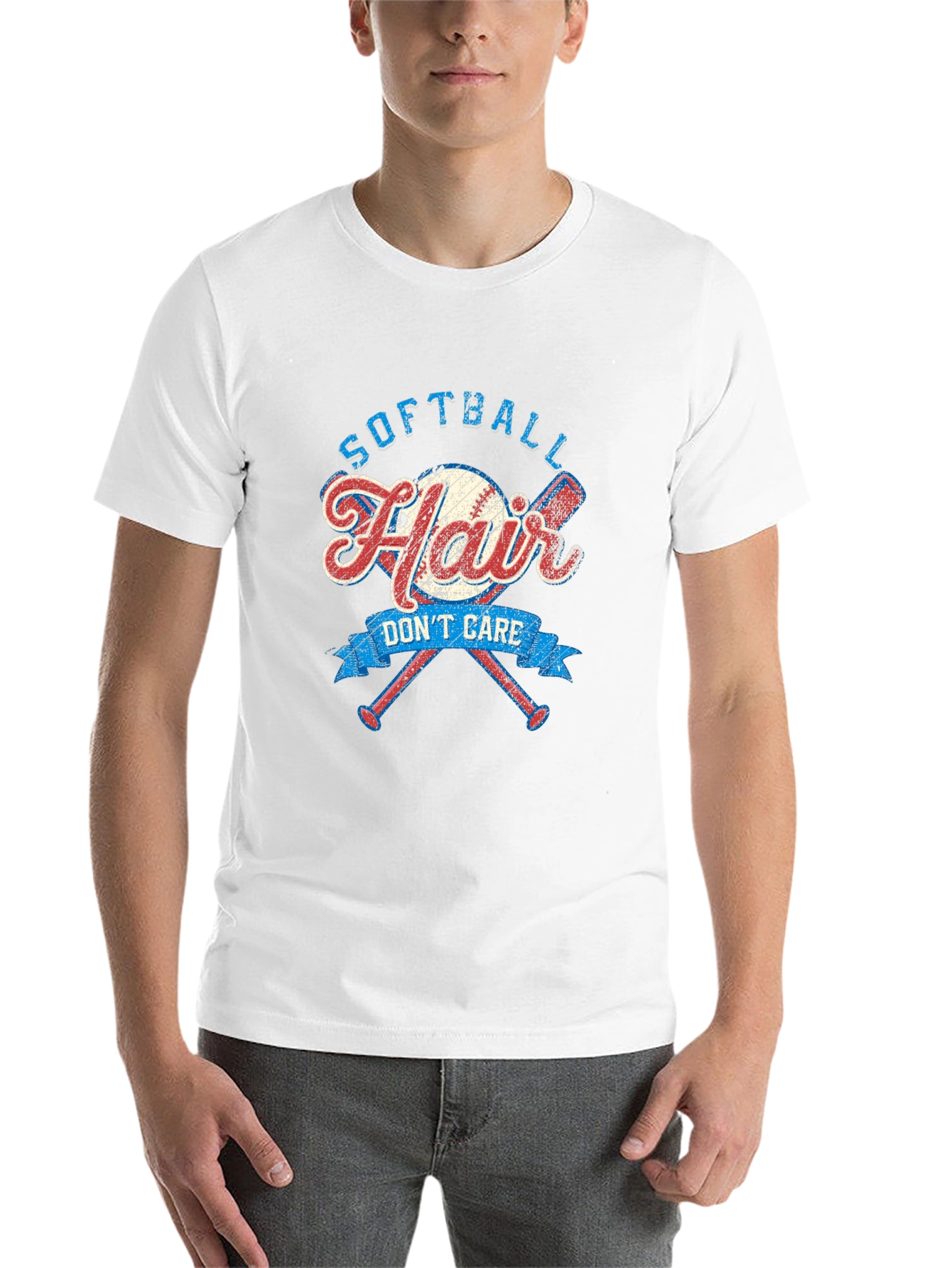 Black Softball Hair Don't Care Graphic Tee view 14