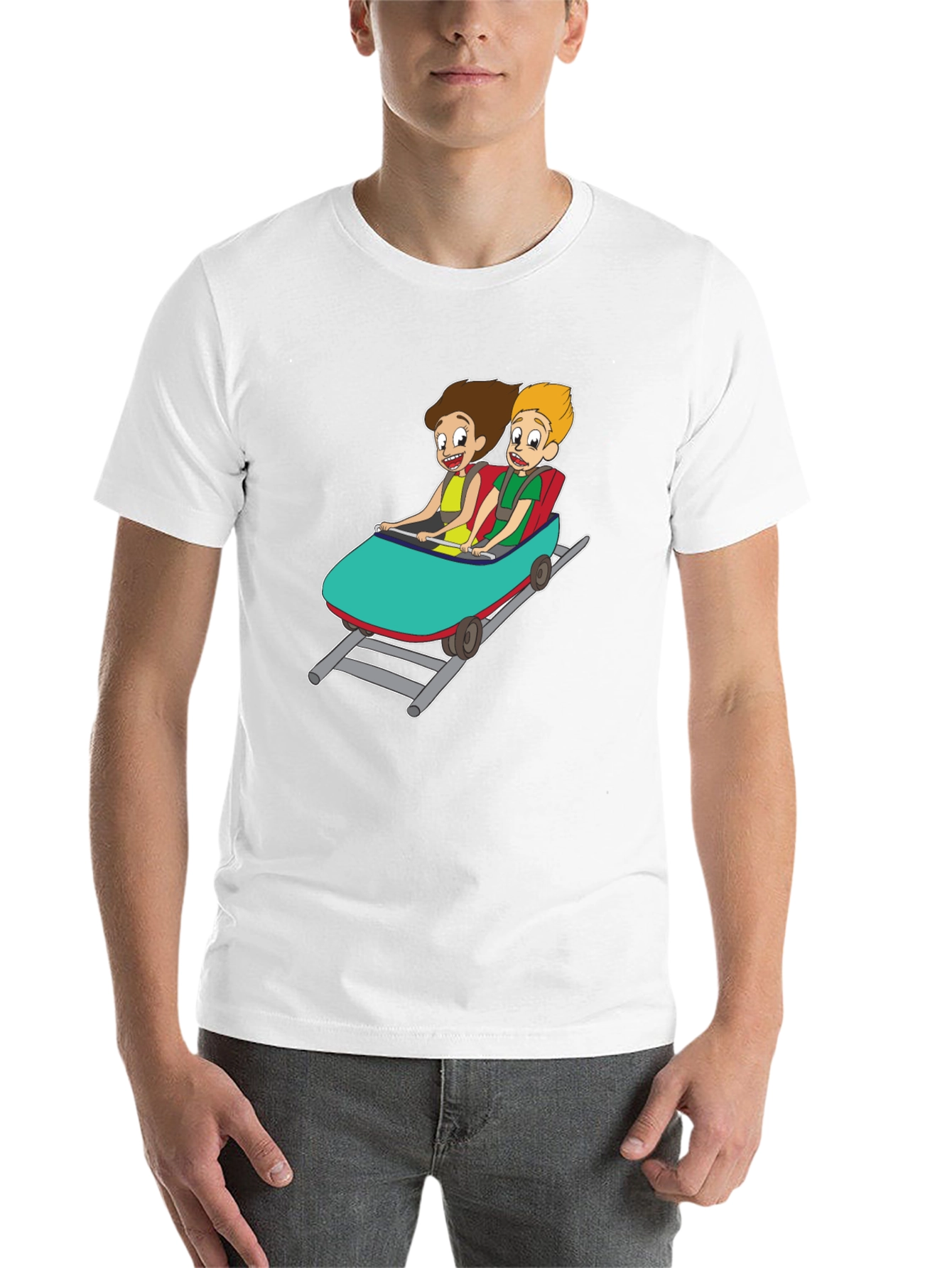 Black Cartoon Roller Coaster T-Shirt view 14