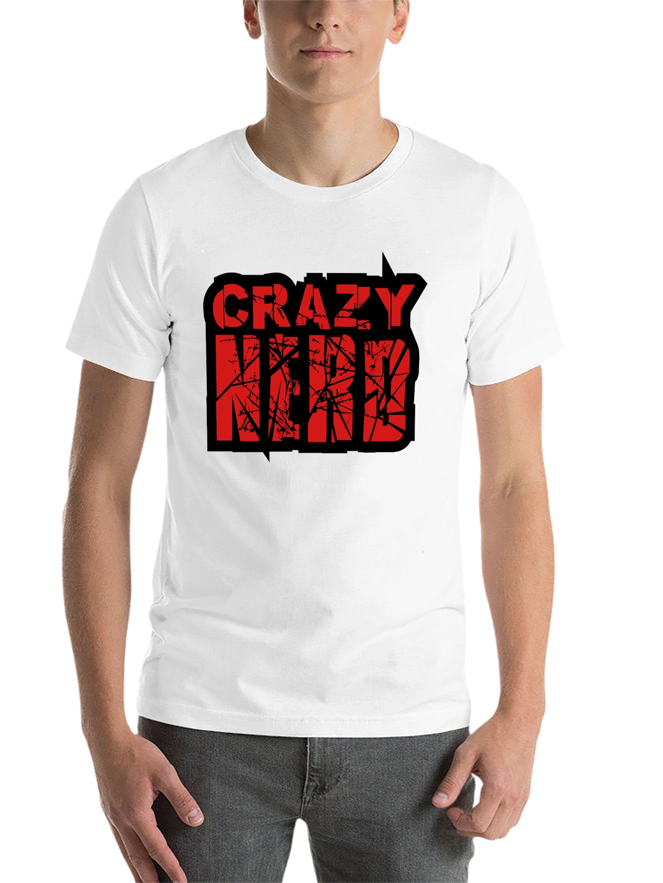Black Crazy Nerd Graphic T-Shirt - Black Cotton Tee view 14
