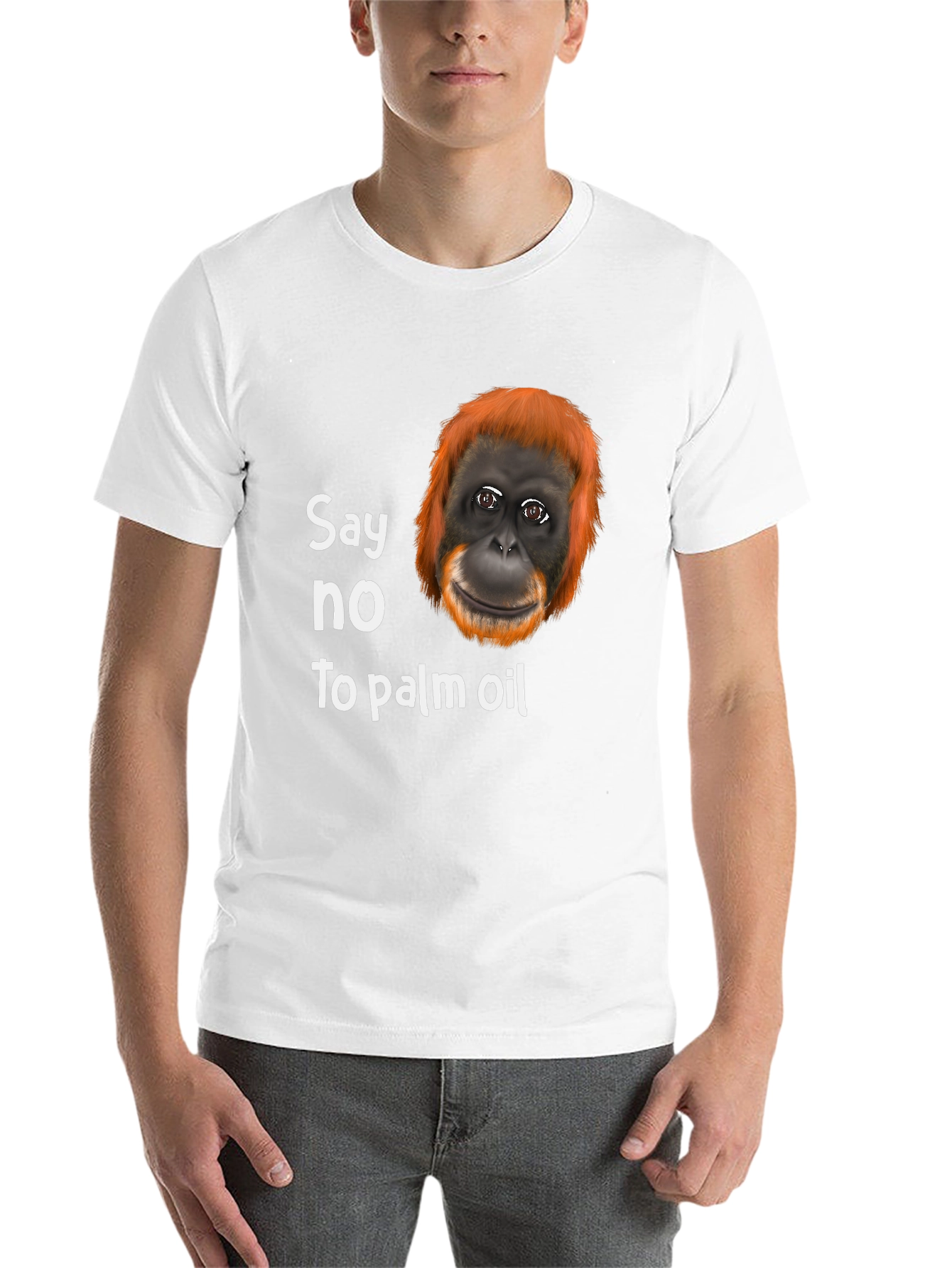Black Say No to Palm Oil T-Shirt - Orangutan Design view 14