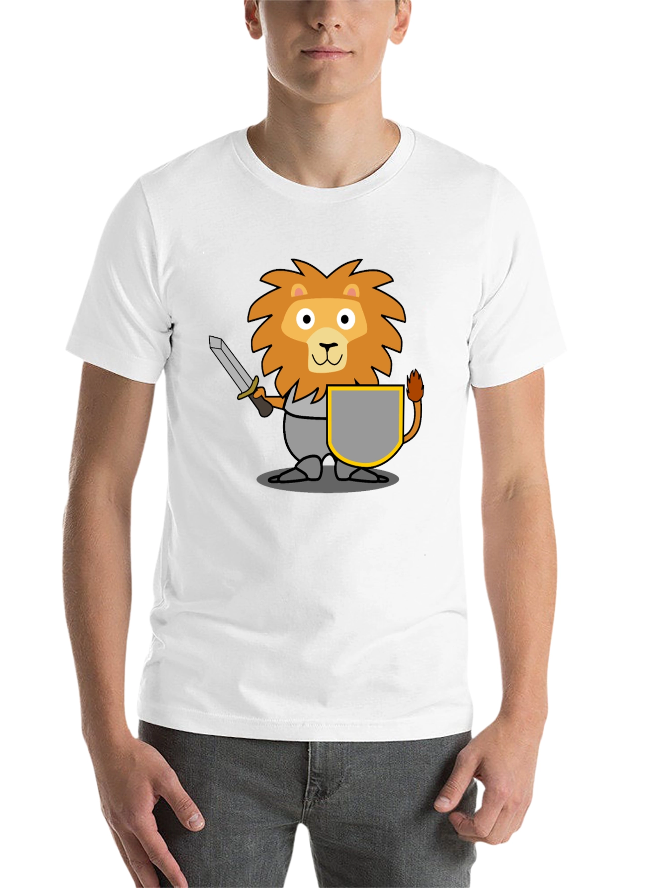 Black Lion Knight T-Shirt - Cartoon Graphic Tee view 14