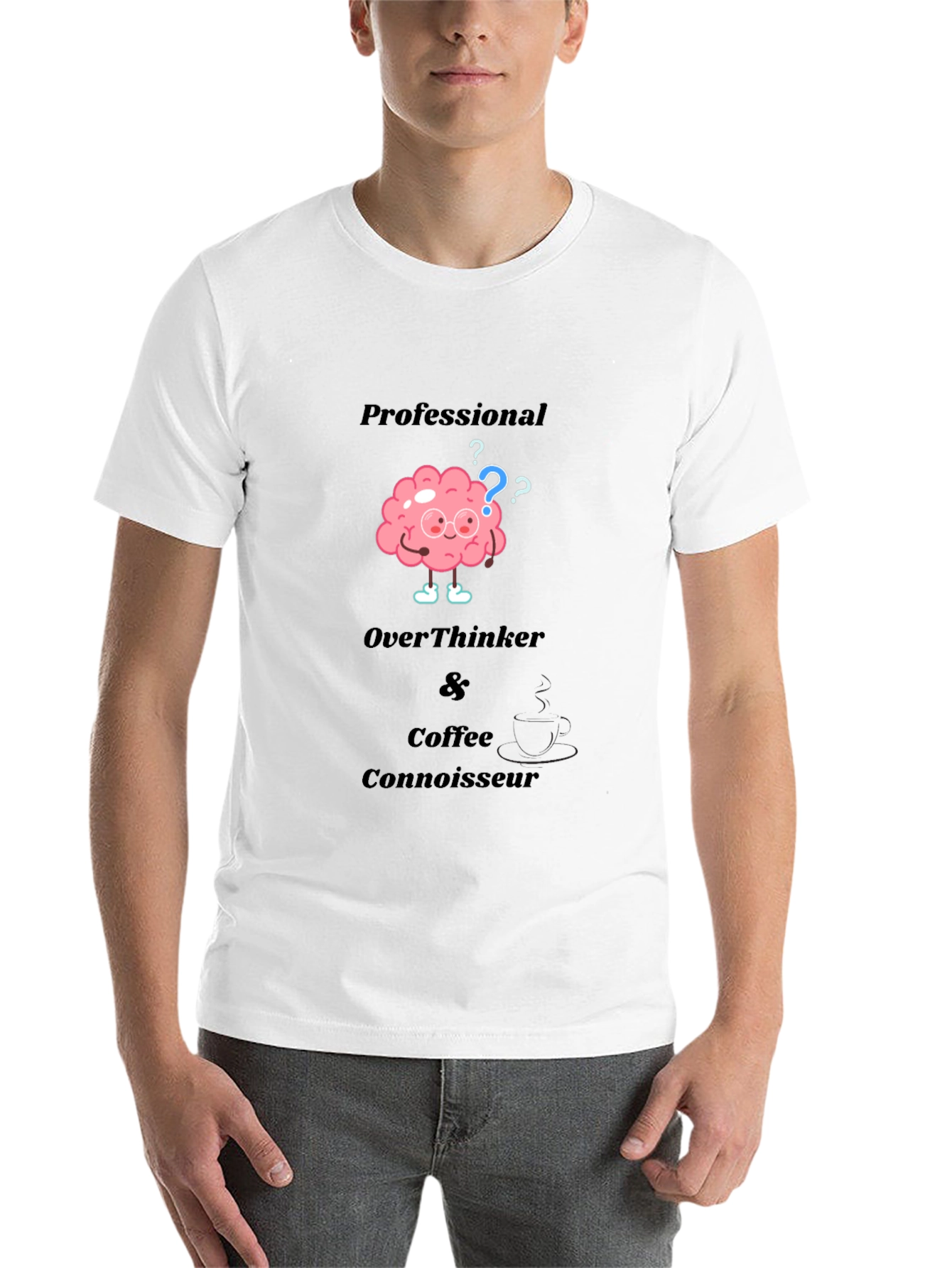 Black Professional Overthinker & Coffee Connoisseur T-Shirt view 14