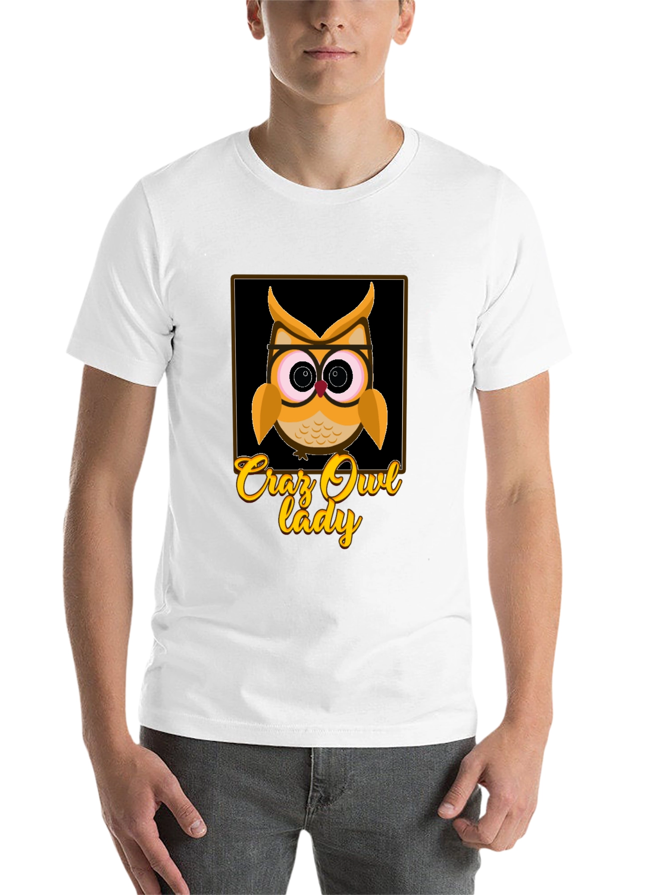 Black Crazy Owl Lady Graphic T-Shirt view 14