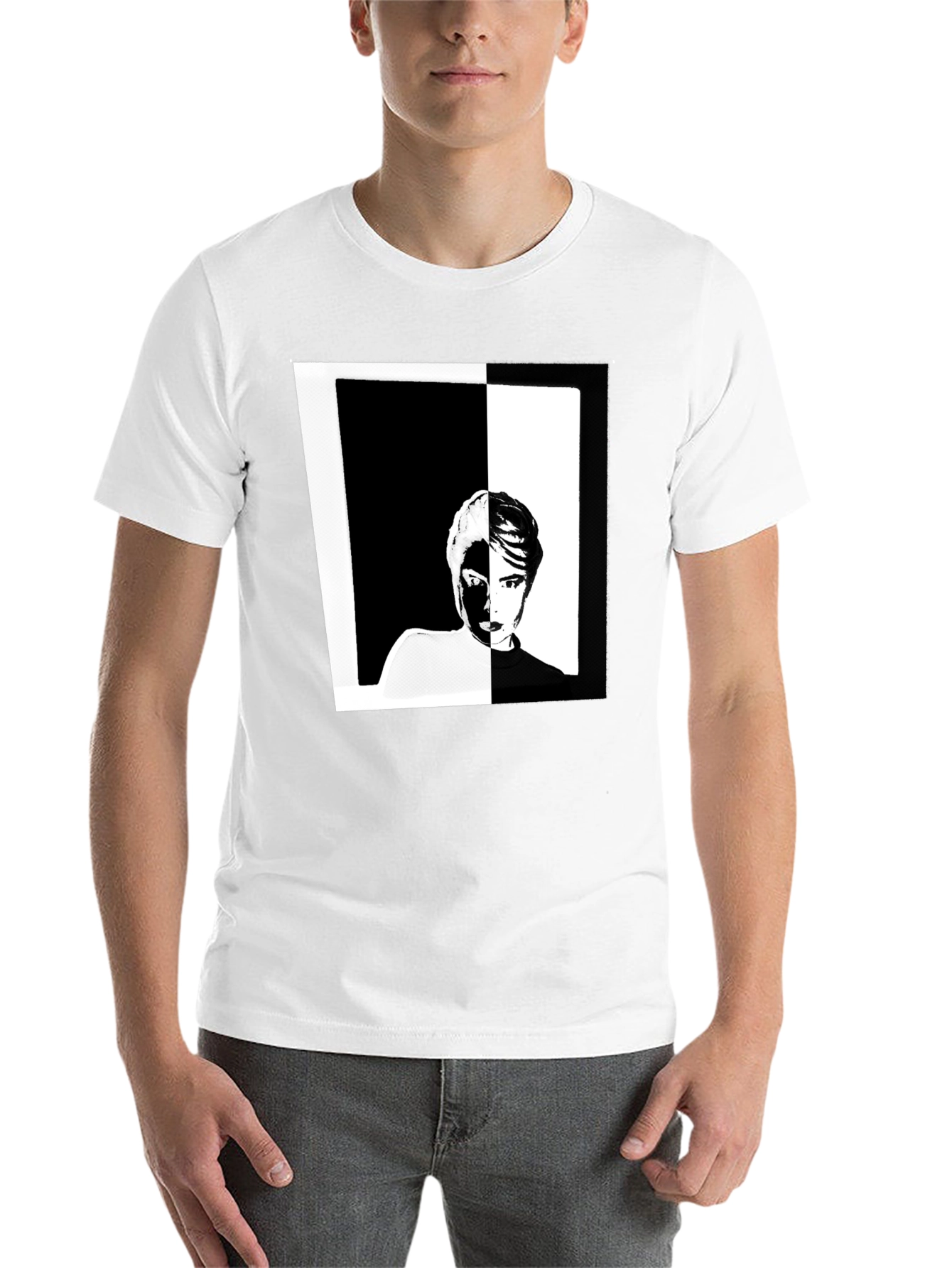 Black Abstract Face Graphic Black T-Shirt view 14
