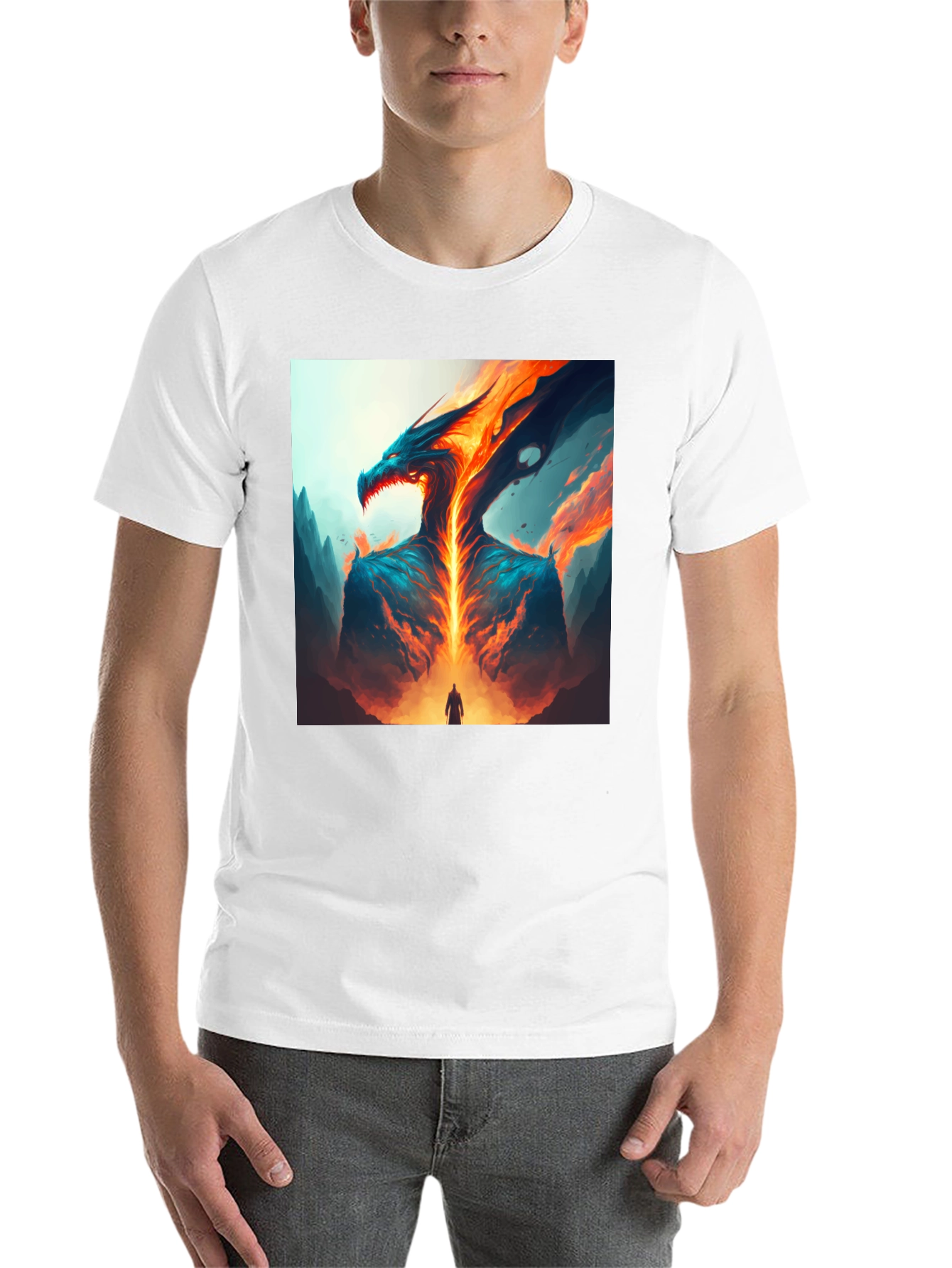Black Fiery Dragon Graphic Tee view 14