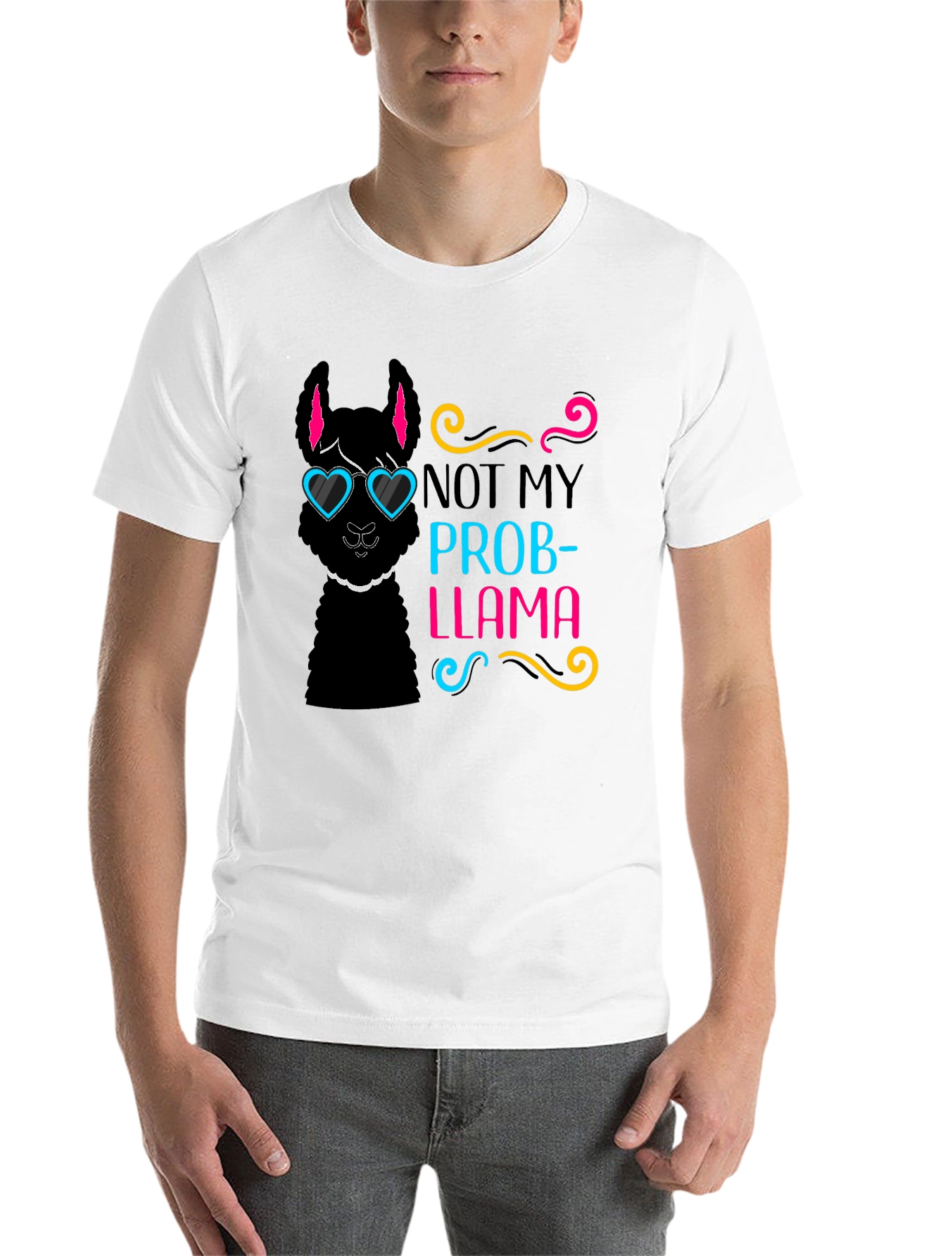 Black Not My Prob-Llama T-Shirt, Funny Graphic Tee view 14