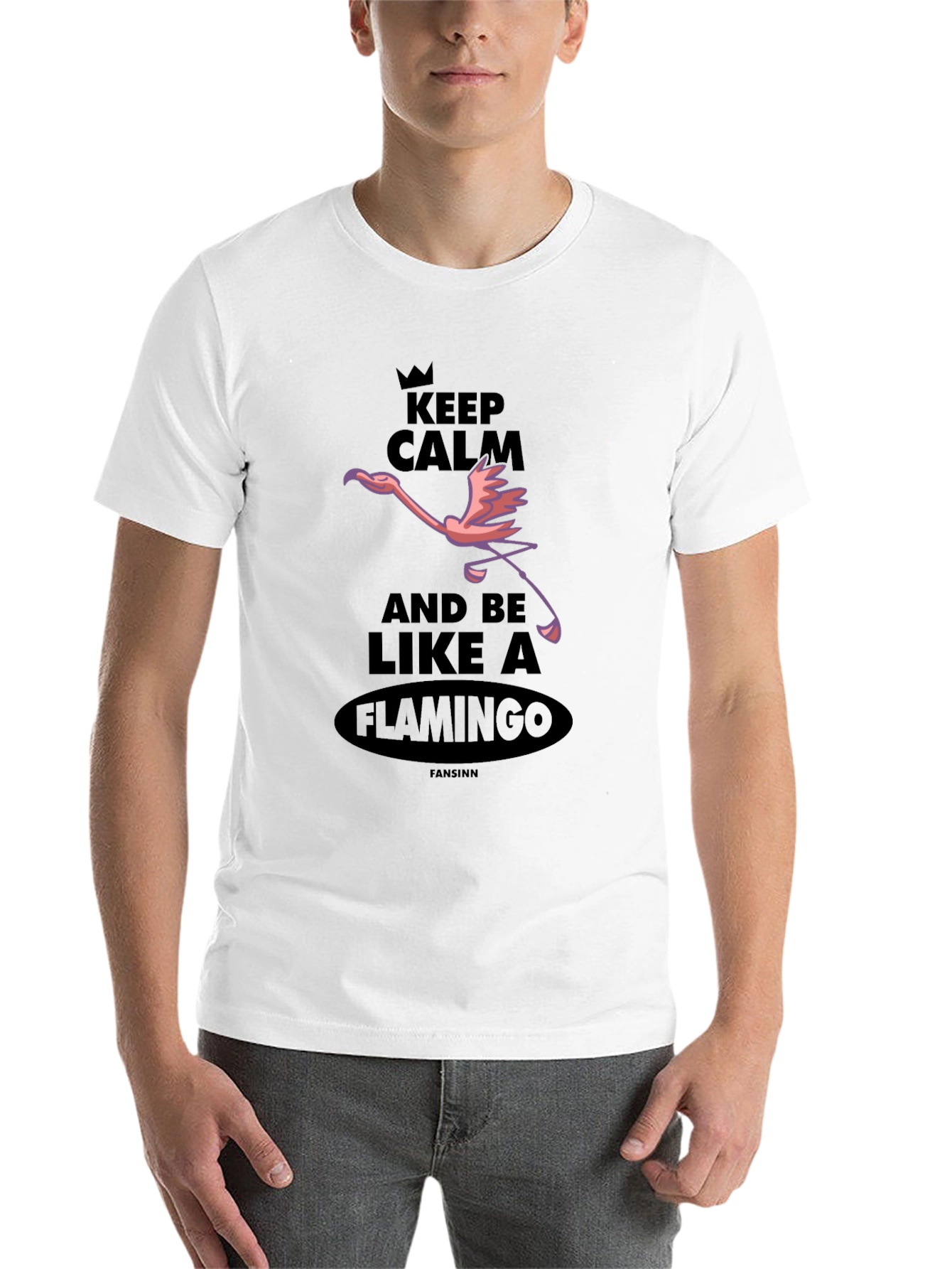 Black Keep Calm and Be Like A Flamingo T-Shirt view 14