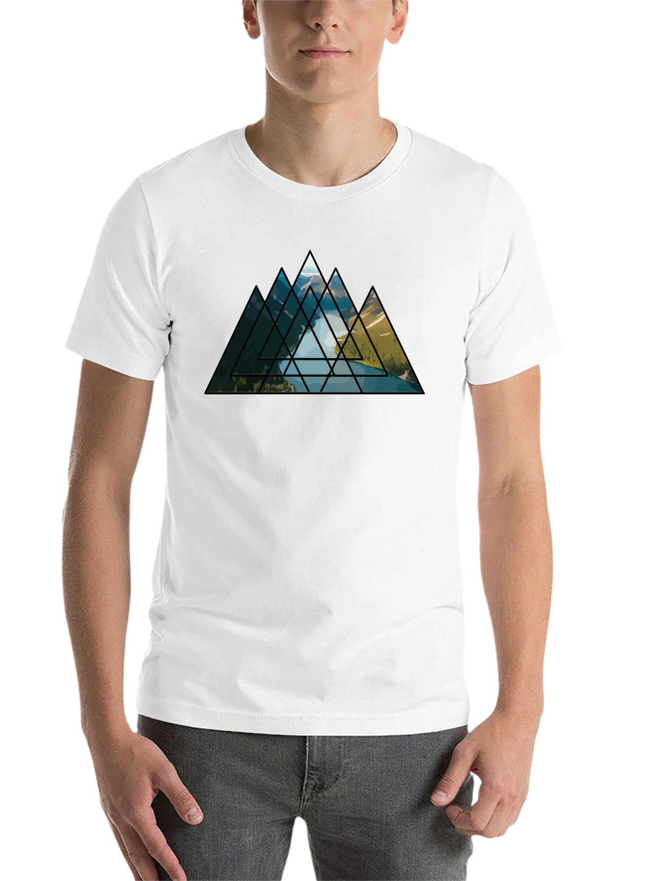 Black Geometric Mountainscape Graphic Tee view 14