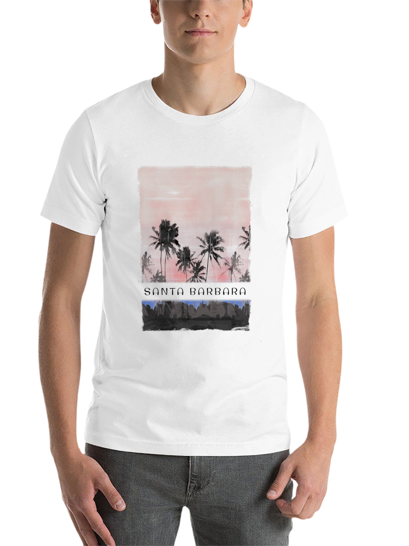 Black Santa Barbara Palm Sunset Graphic Tee view 14