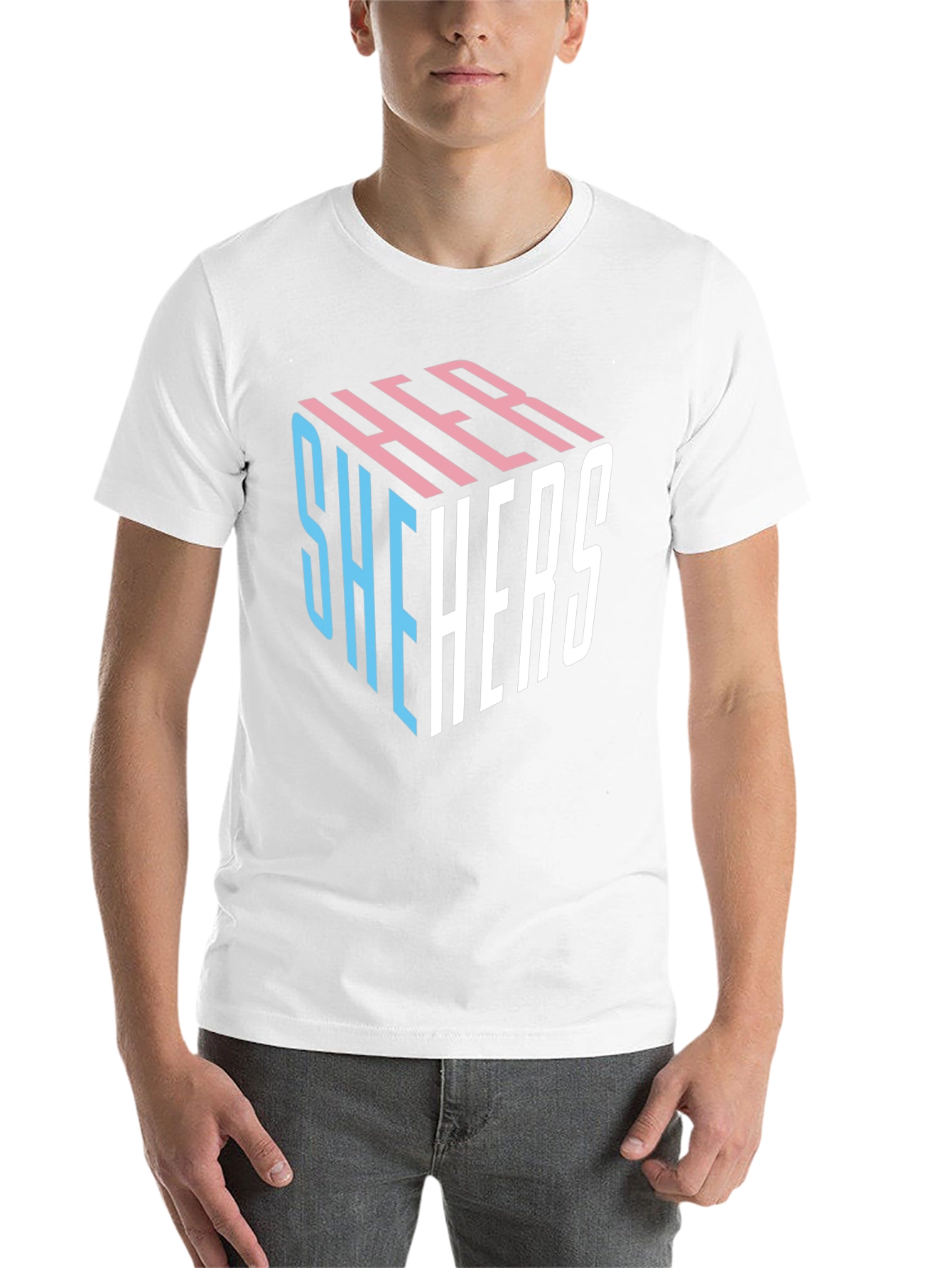 Black She Hers LGBTQ+ Pride Cube T-Shirt view 14