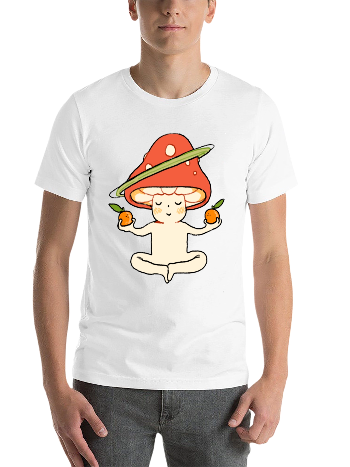 Black Meditating Mushroom T-Shirt view 14