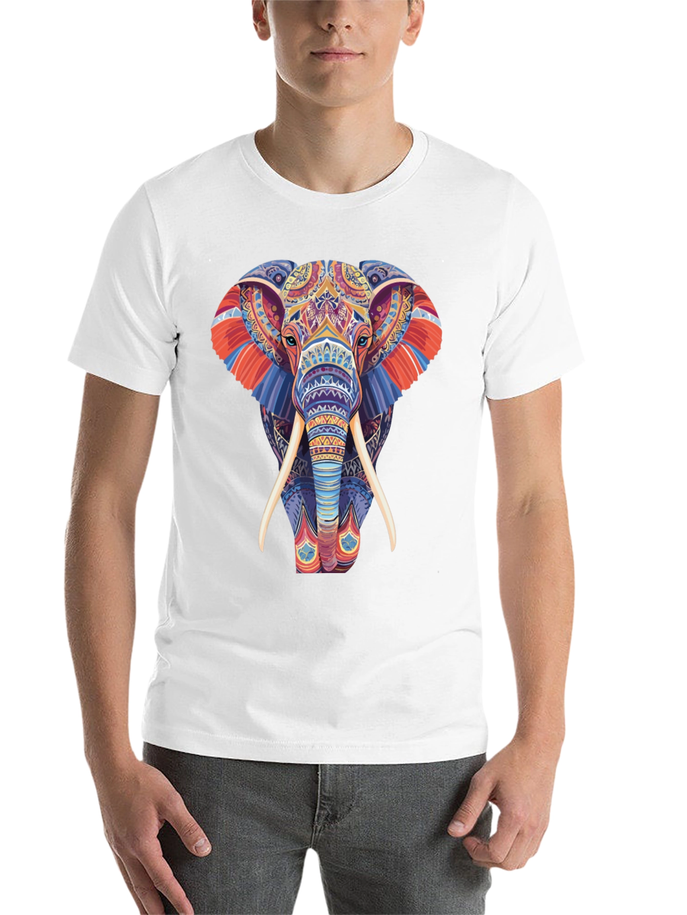 Black Elephant Graphic Tee - Vivid Pattern Print view 14