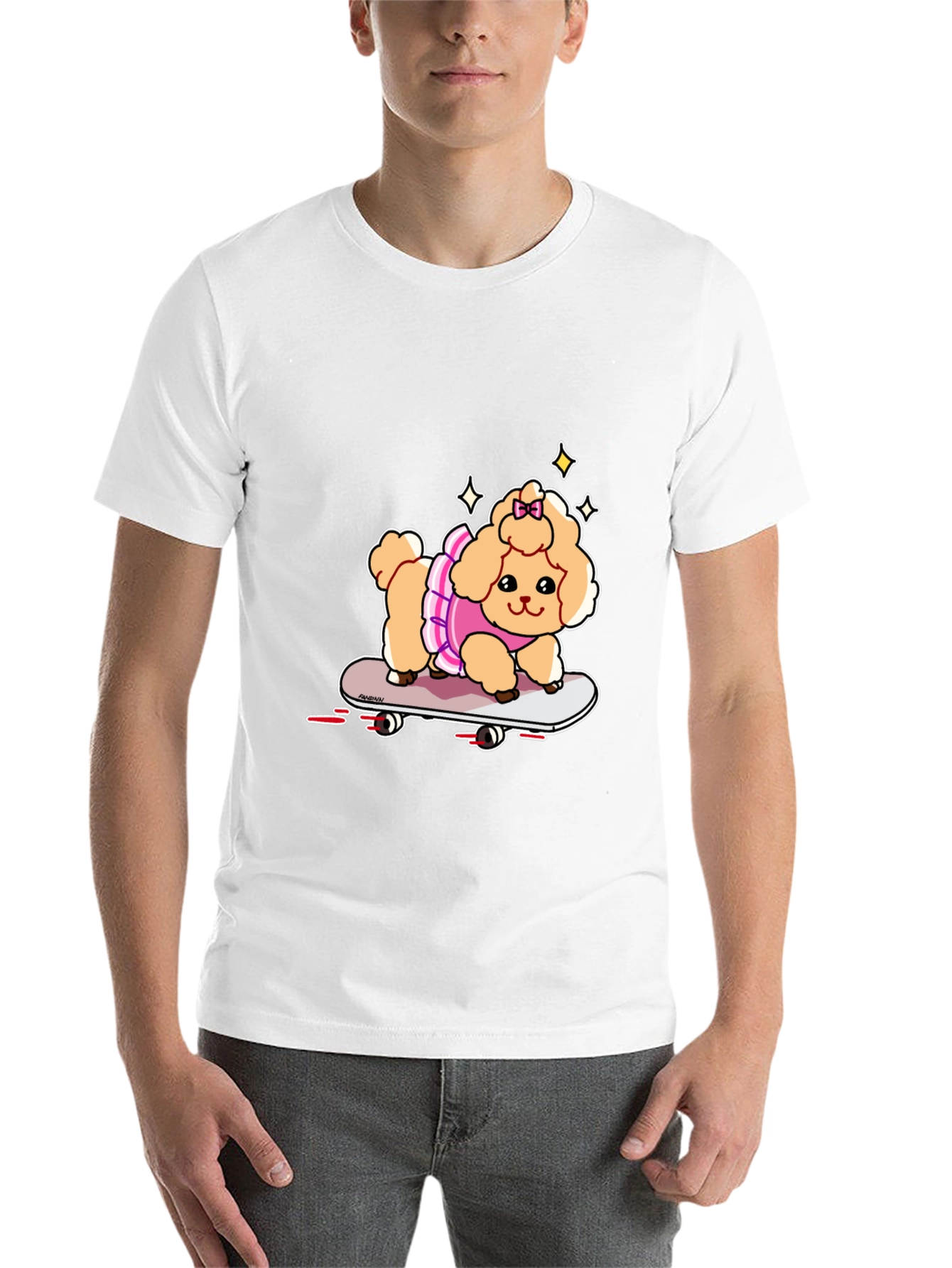 Black Cute Skateboard Poodle T-Shirt view 14