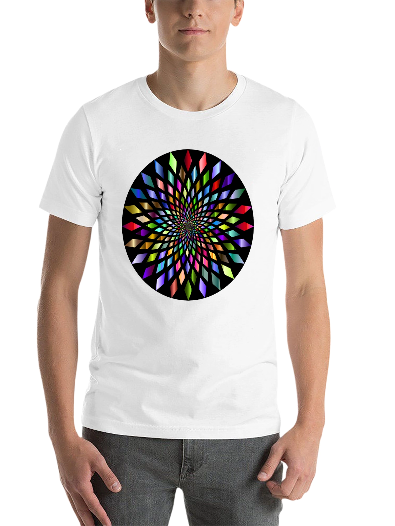 Black Abstract Geometric Circle Graphic T-Shirt view 14