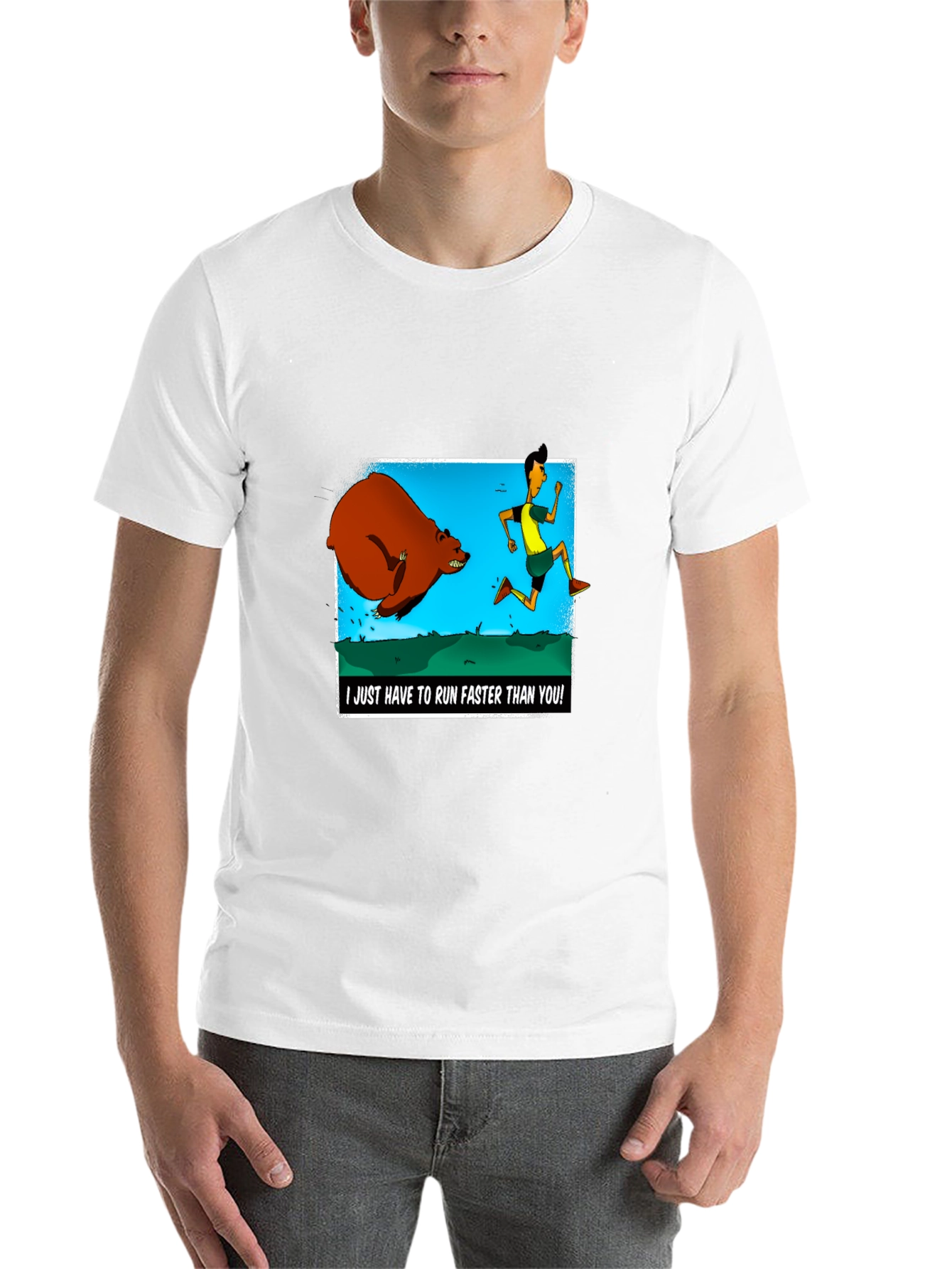 Black Run Faster Than You T-Shirt: Bear Chase Graphic Tee view 14