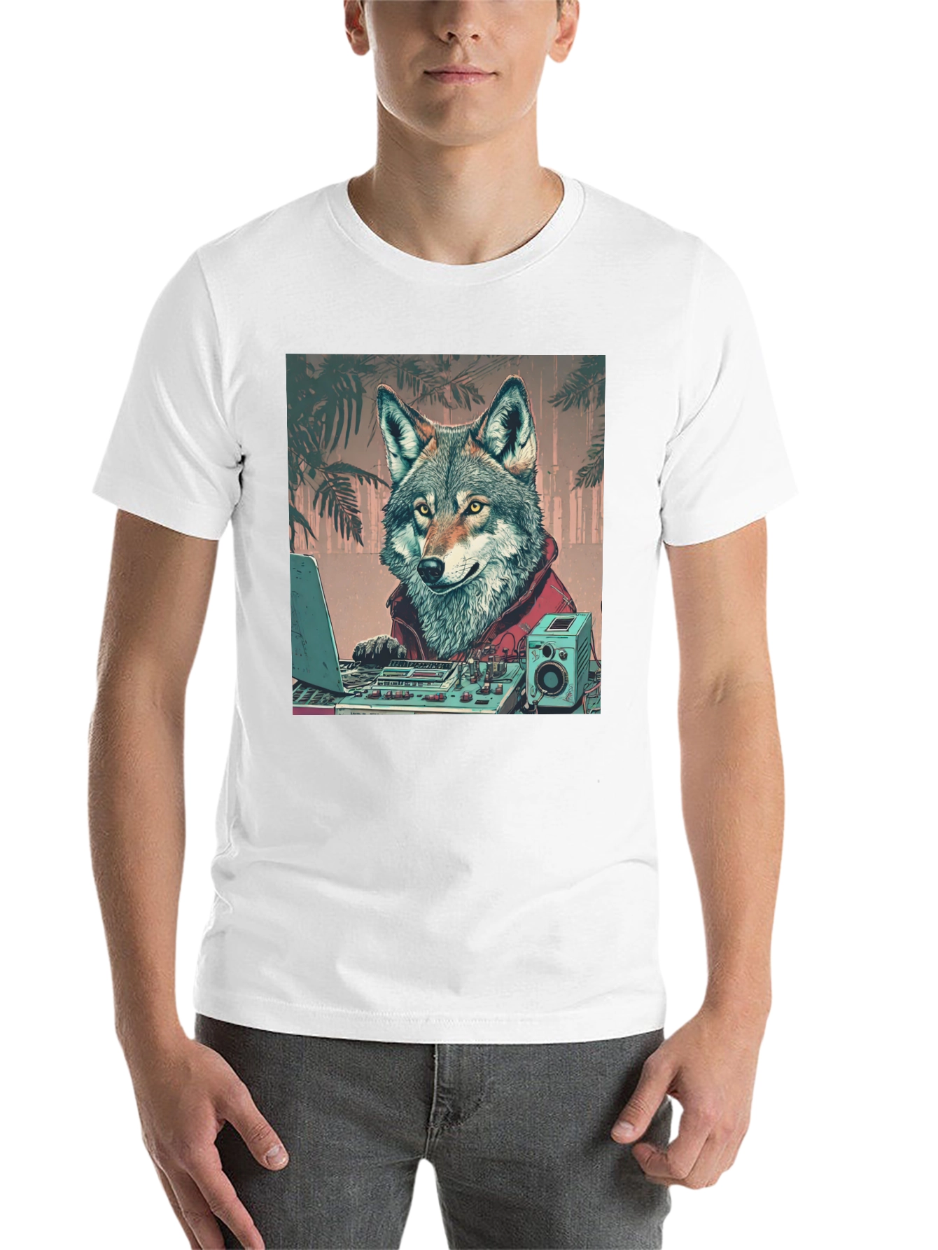 Black DJ Wolf Graphic Tee - Cool Animal Lover Shirt view 14