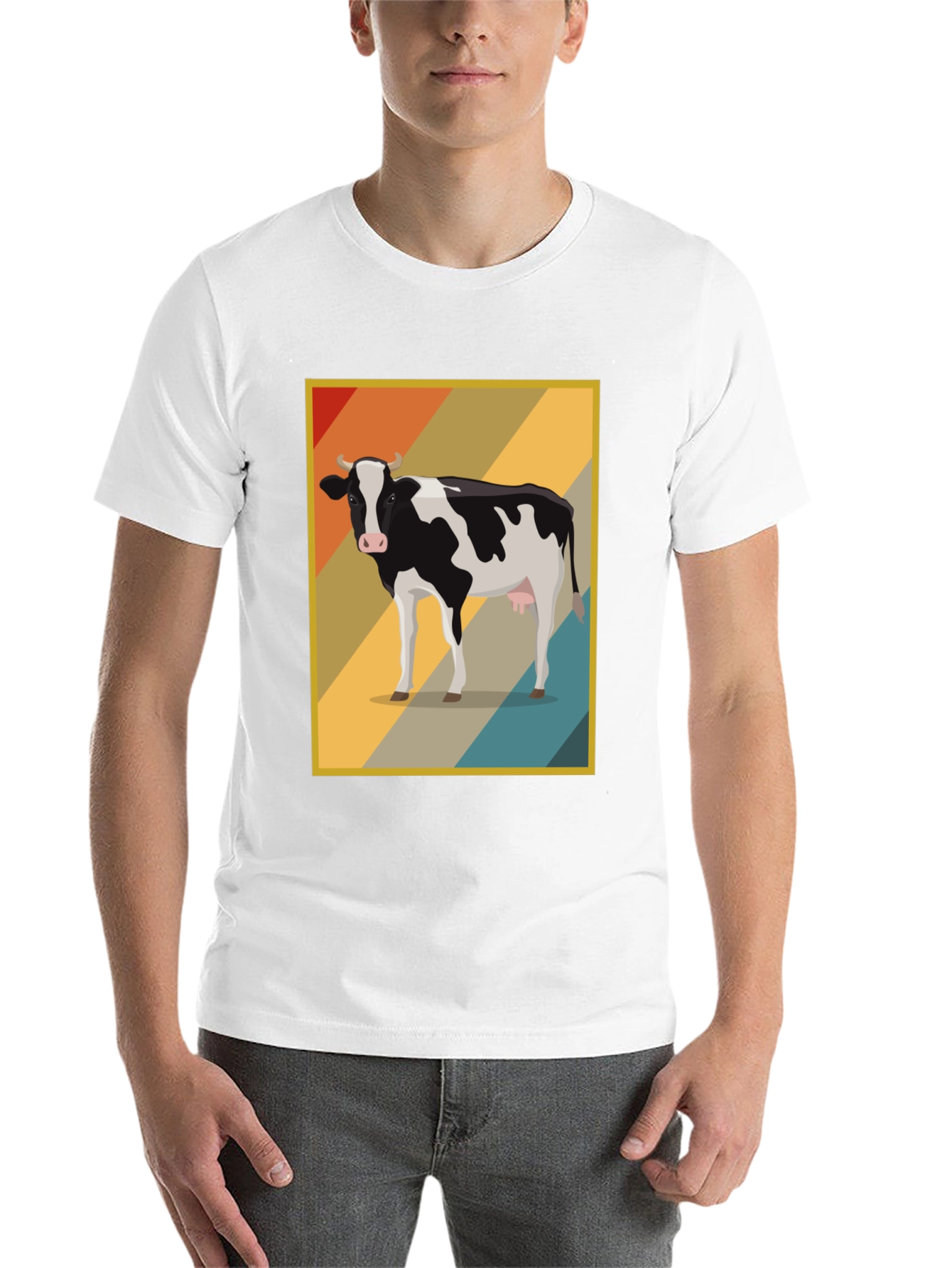 Black Retro Cow Graphic Tee - Farm Animal T-Shirt view 14