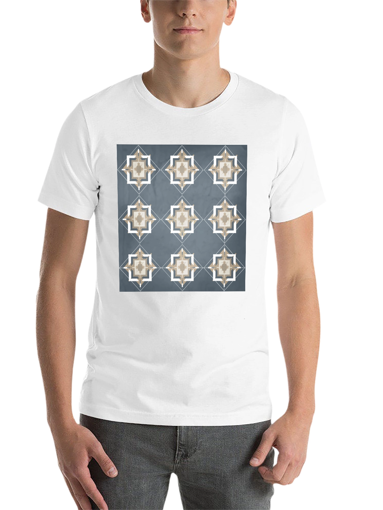 Black Geometric Star Pattern T-Shirt - Modern Style view 14