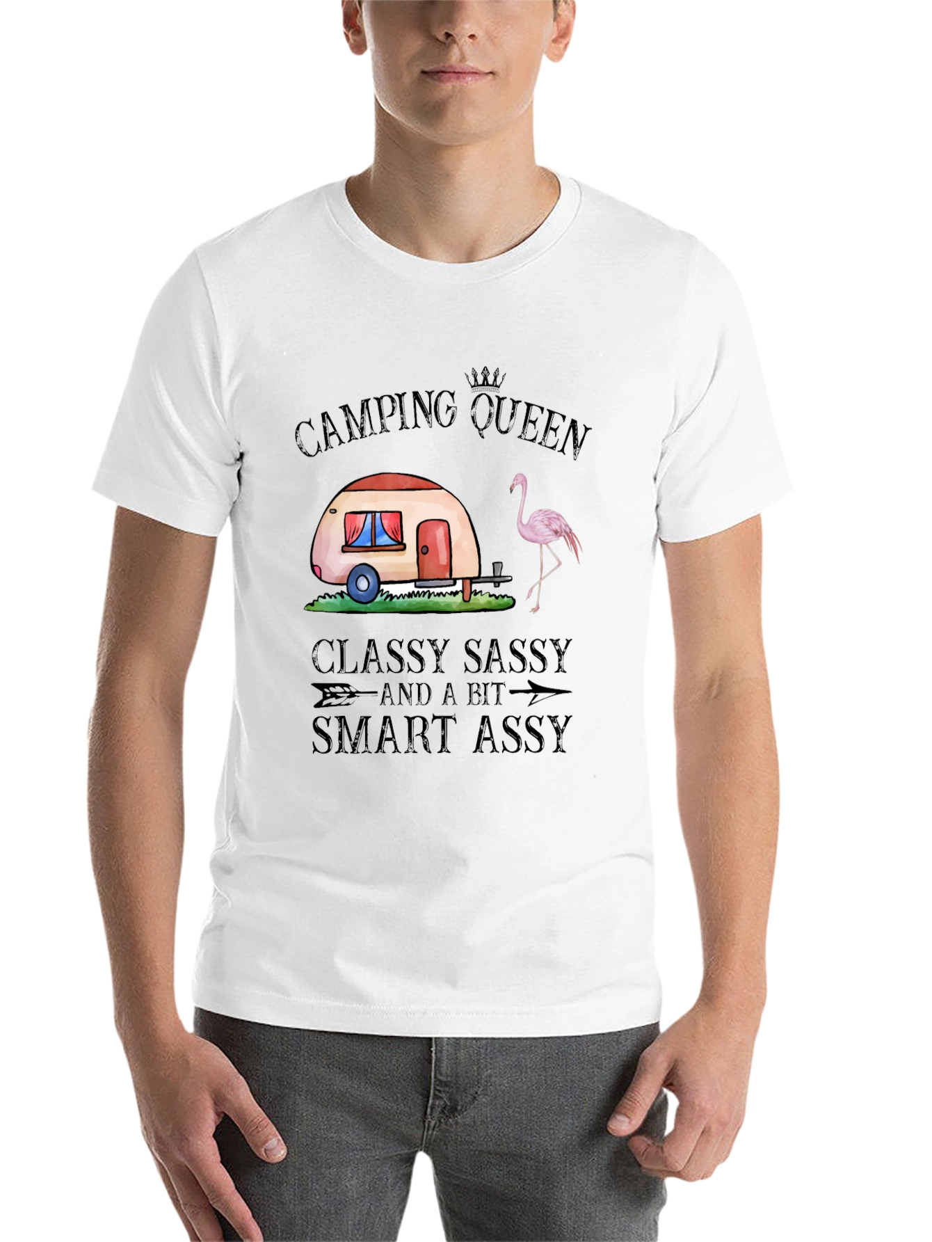Black Camping Queen Graphic T-Shirt, Classy Sassy Smart Assy view 14