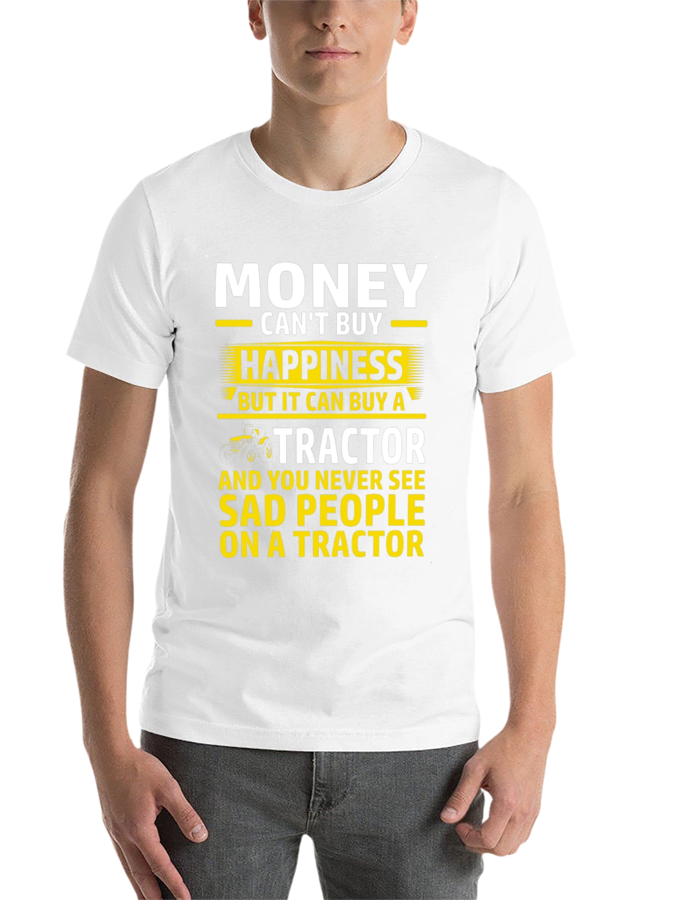 Black Money Can't Buy Happiness Tractor Graphic T-Shirt view 14
