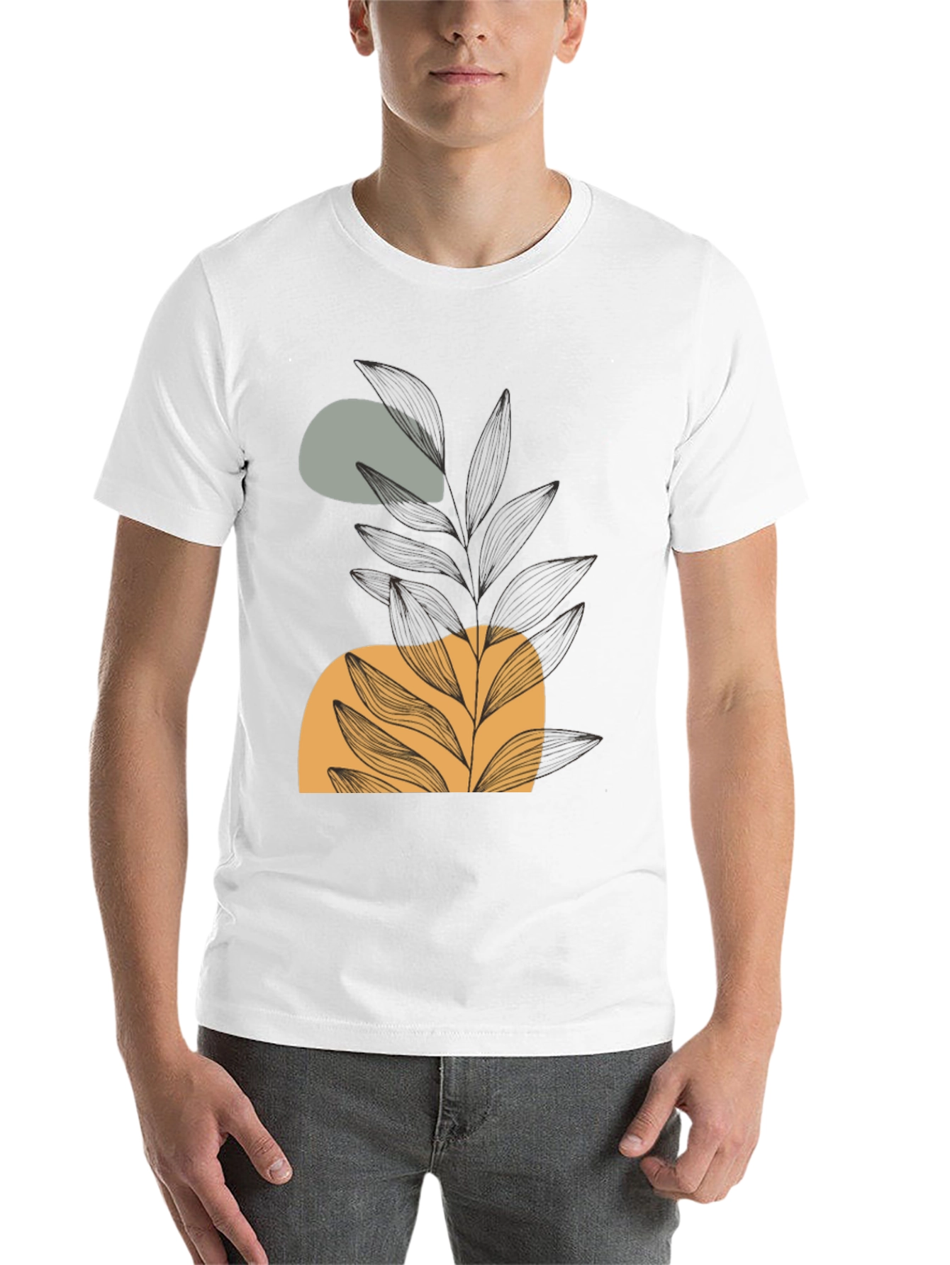 Black Abstract Plant Graphic Tee - Modern Casual Style view 14
