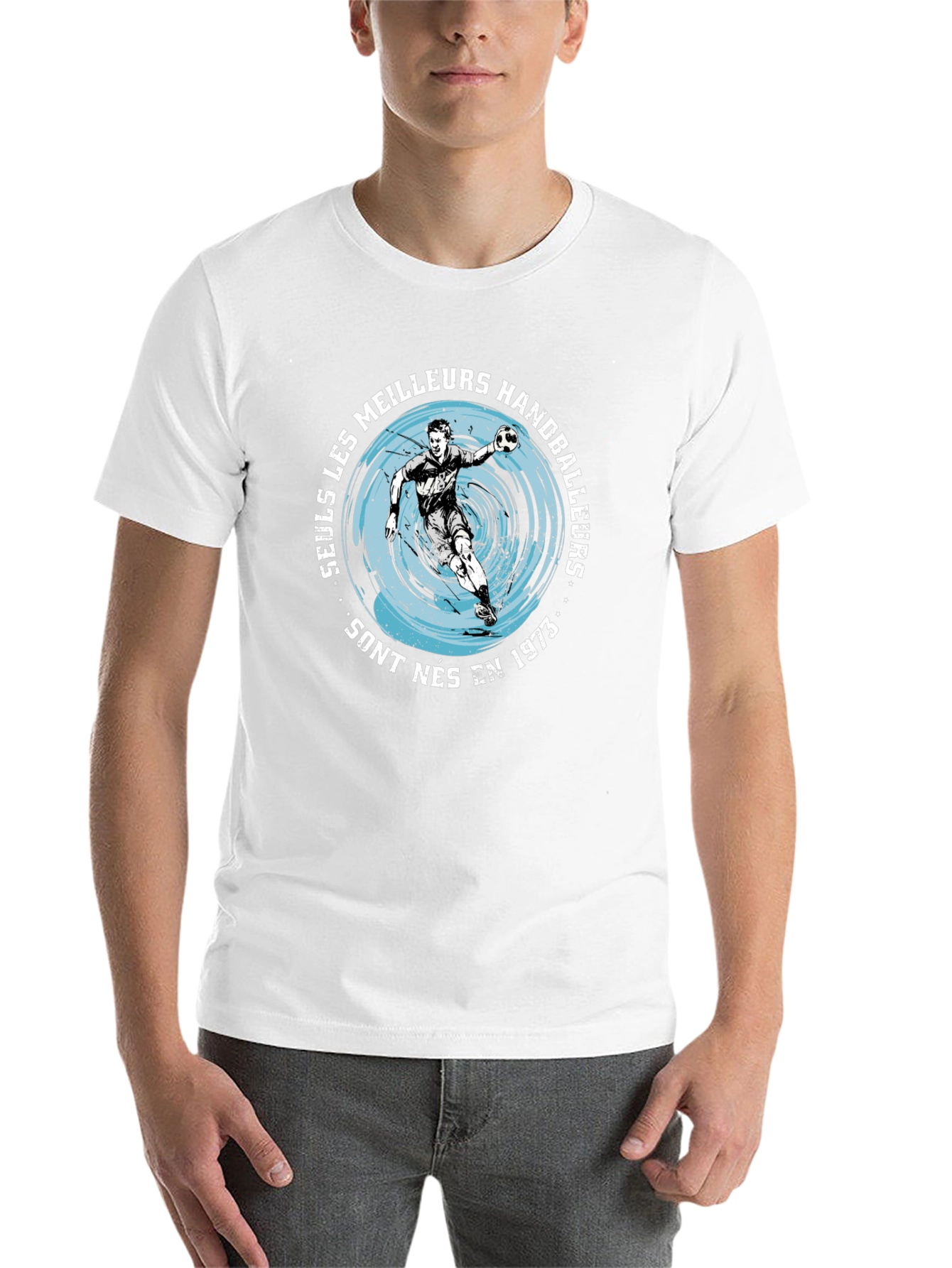Black Vintage Handball Player T-Shirt - Born in 1973 view 14