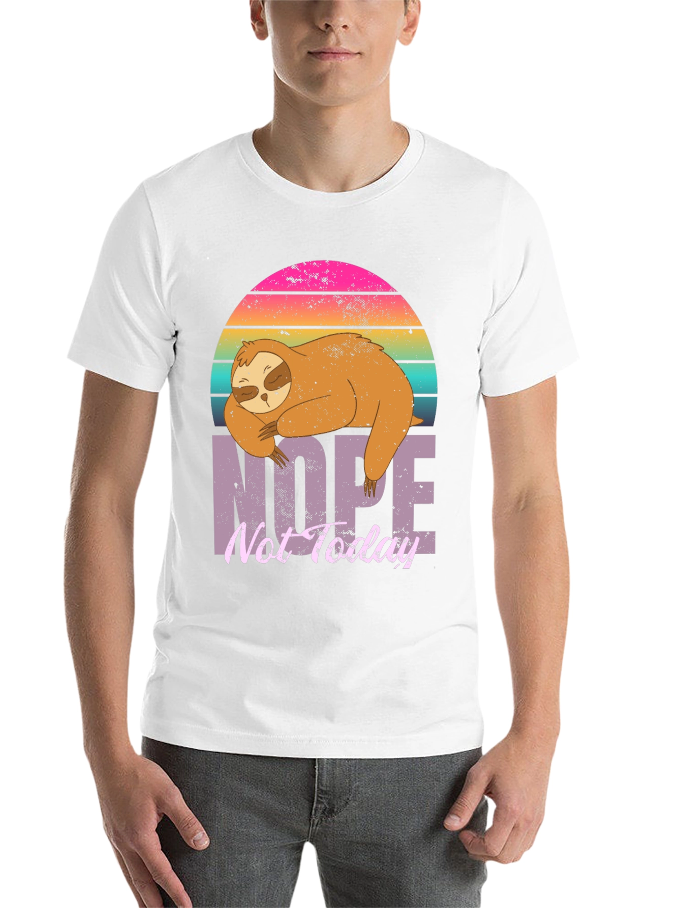 Black Nope Not Today Sloth Graphic T-Shirt view 14
