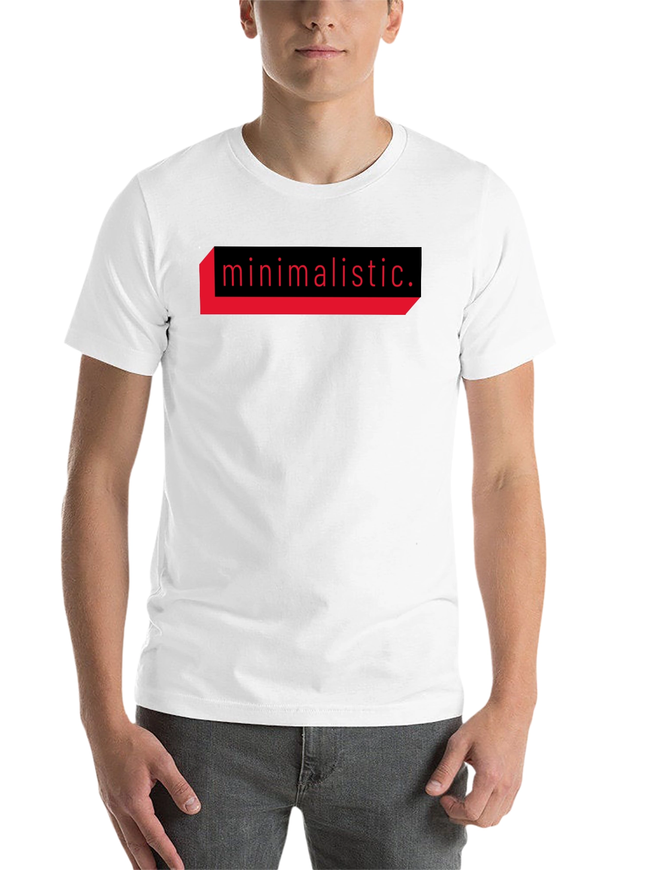 Black Minimalistic Graphic Tee - Black Cotton T-Shirt view 14