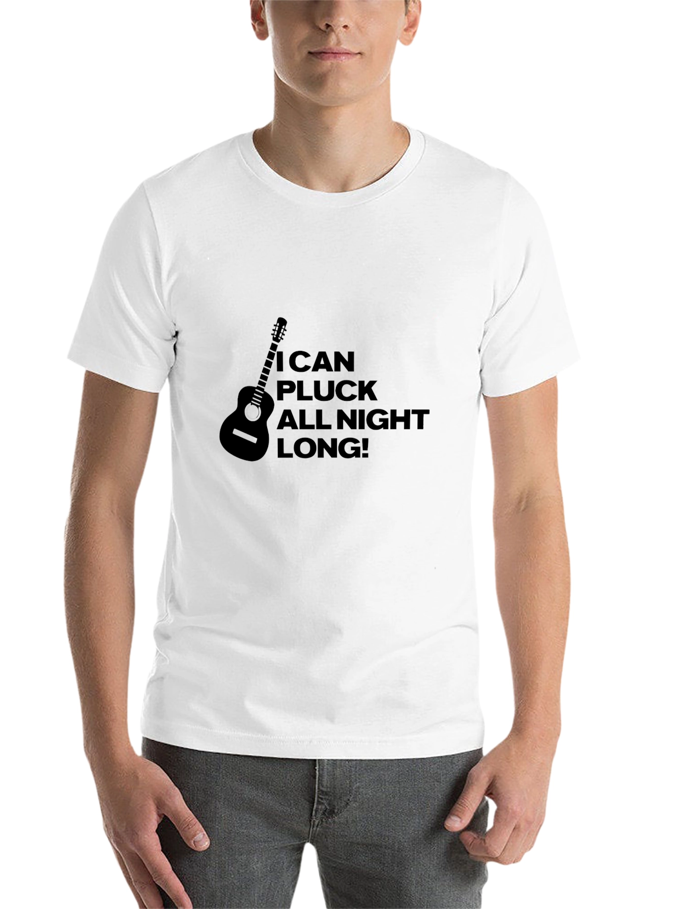 Black I Can Pluck All Night Long! Guitar T-Shirt view 14