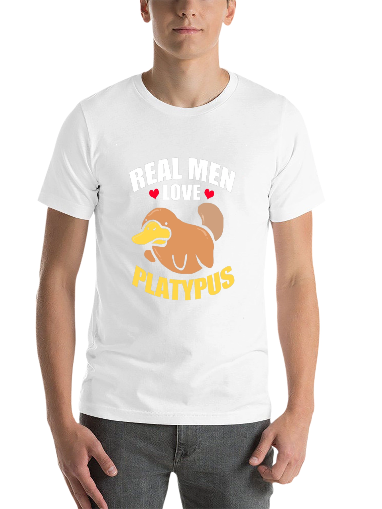 Black Real Men Love Platypus T-Shirt - Novelty Graphic Tee view 14