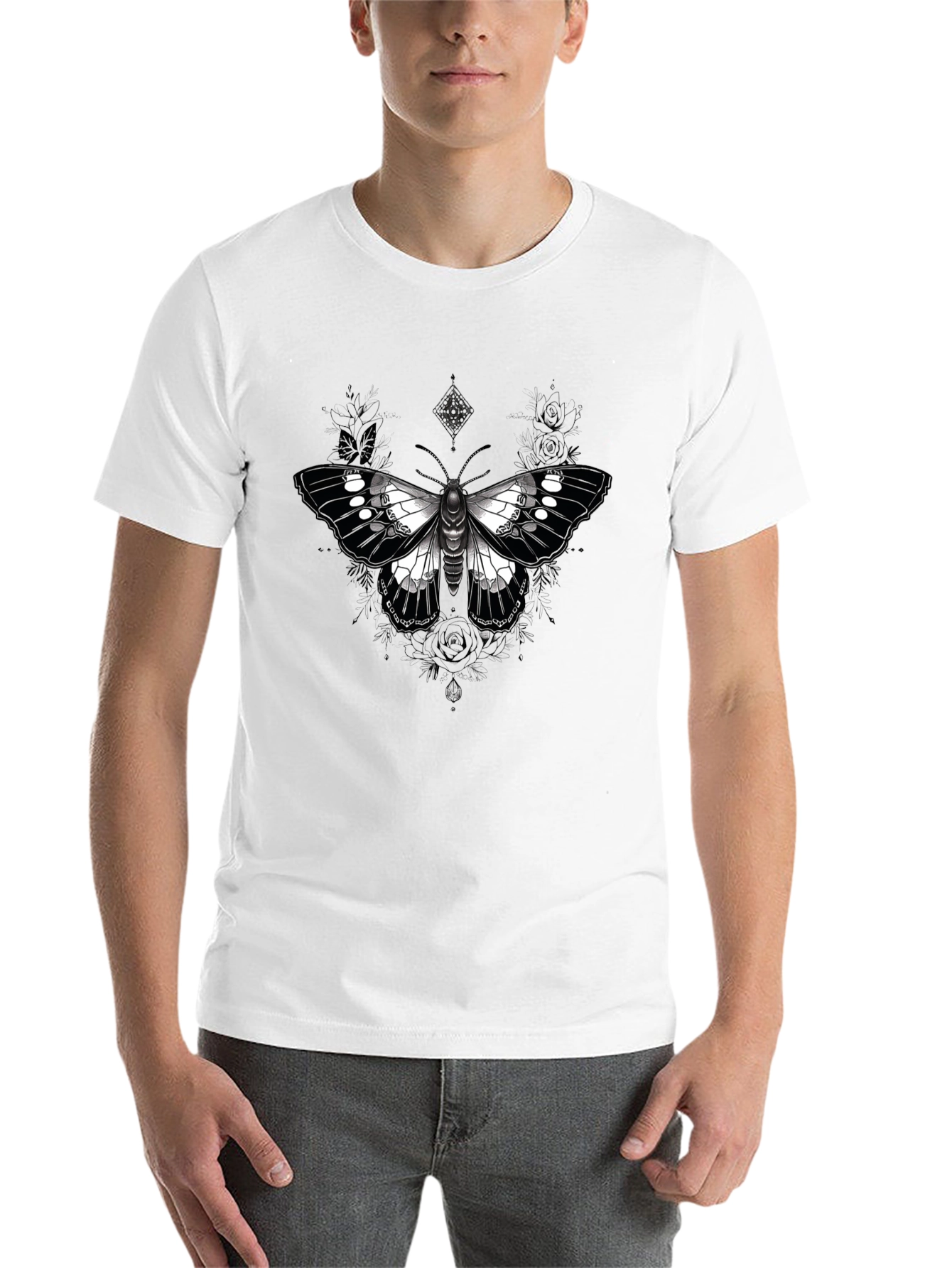 Black Butterfly Graphic Print Black T-Shirt view 14