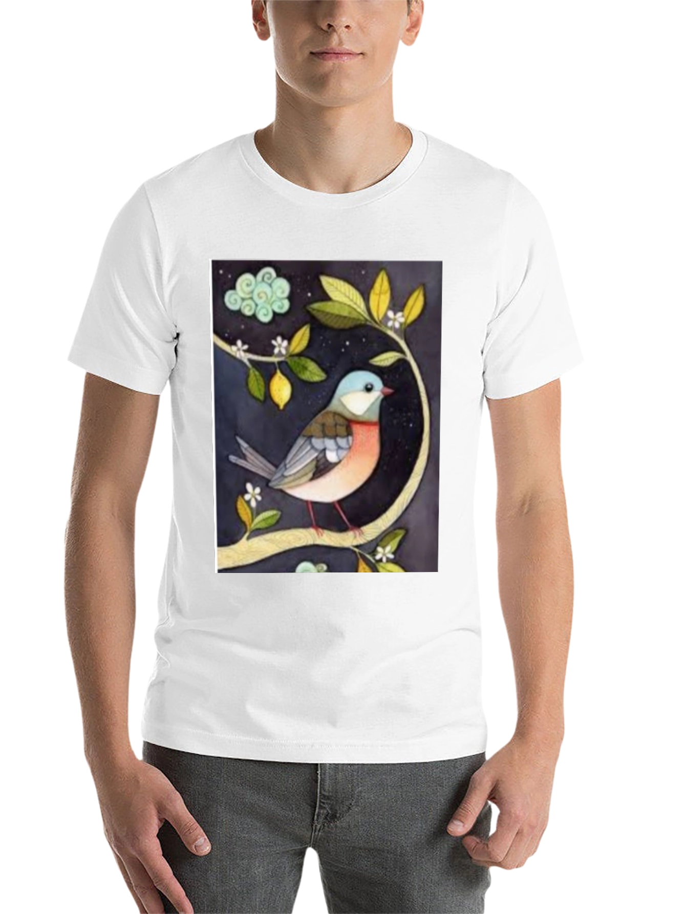 Black Bird on Branch Graphic T-Shirt view 14