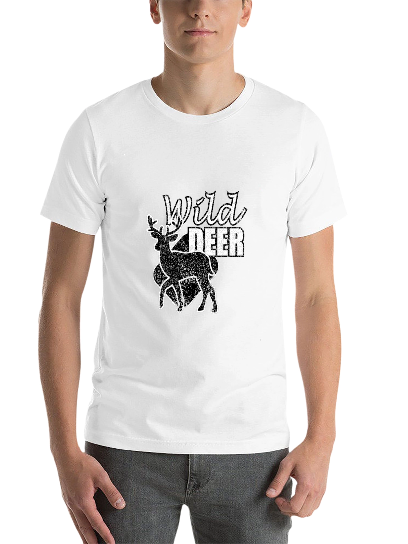 Black Wild Deer Graphic Black T-Shirt view 14