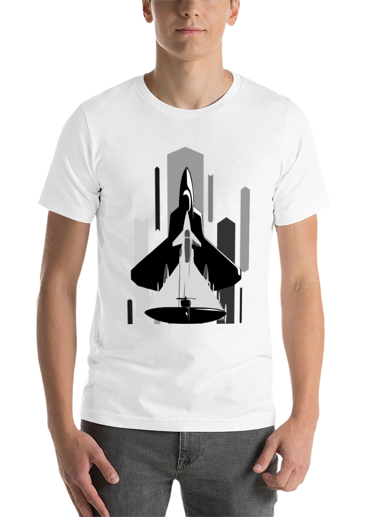 Black Stealth Jet Graphic Tee - Urban Style Black T-Shirt view 14