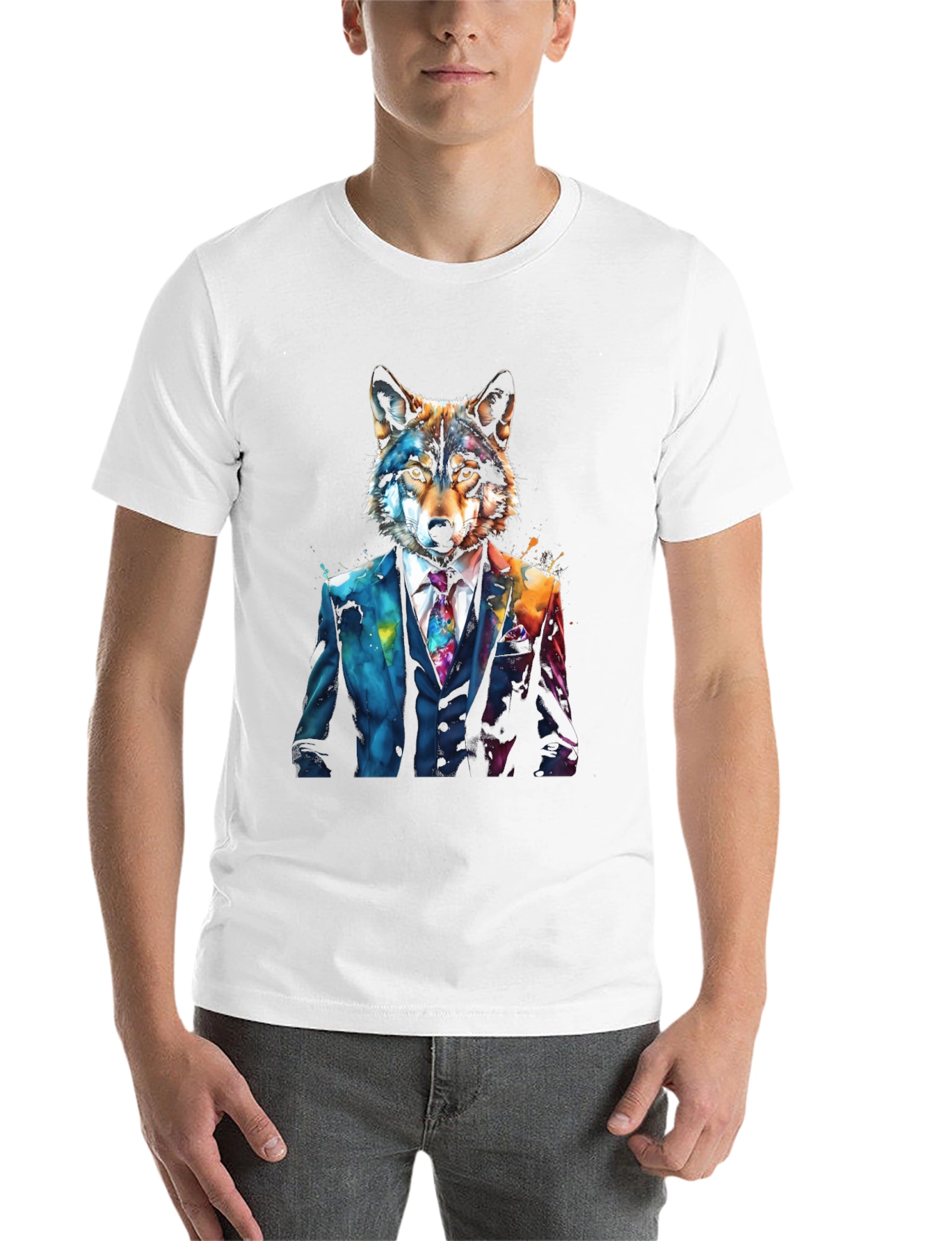 Black Wolf in Suit Graphic Tee - Unique Animal Design view 14