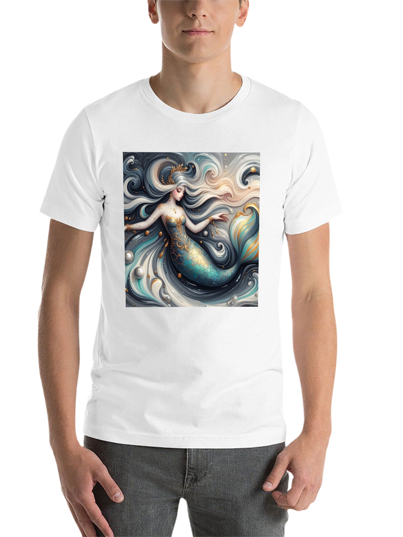 Black Mermaid Graphic Tee - Stylish Fantasy Print view 14